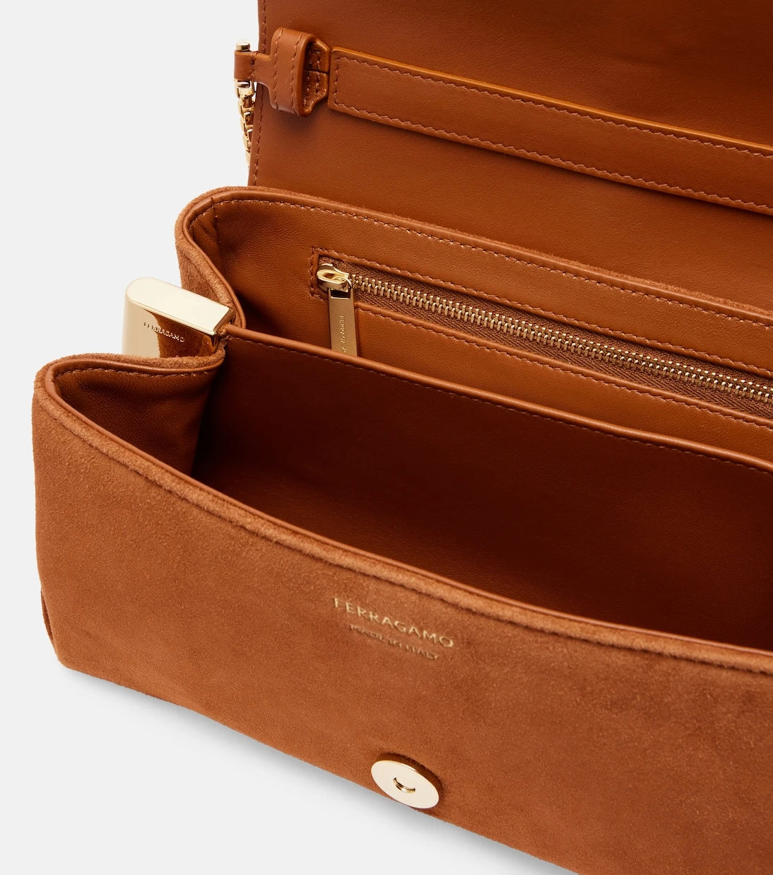 Ferragamo - Flap Small suede shoulder bag