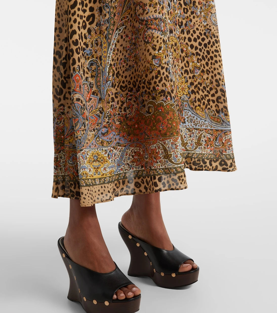 Etro - Paisley leopard-print midi dress