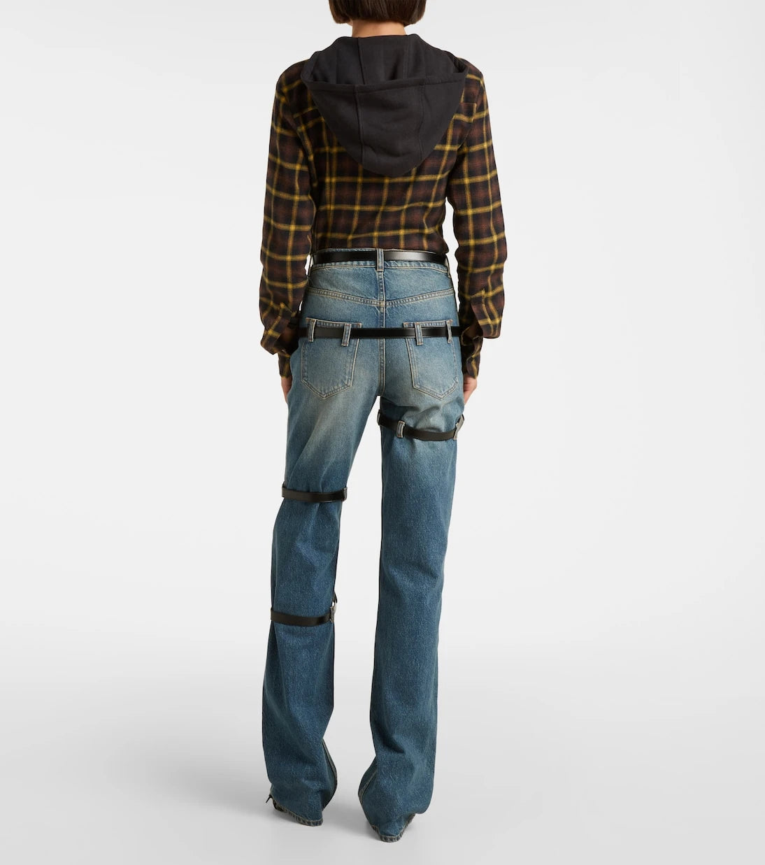 Coperni - Leather-trimmed straight jeans