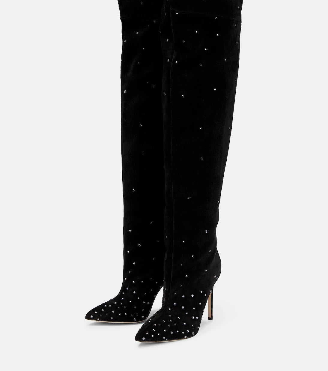 Paris Texas - Embellished suede over-the-knee boots