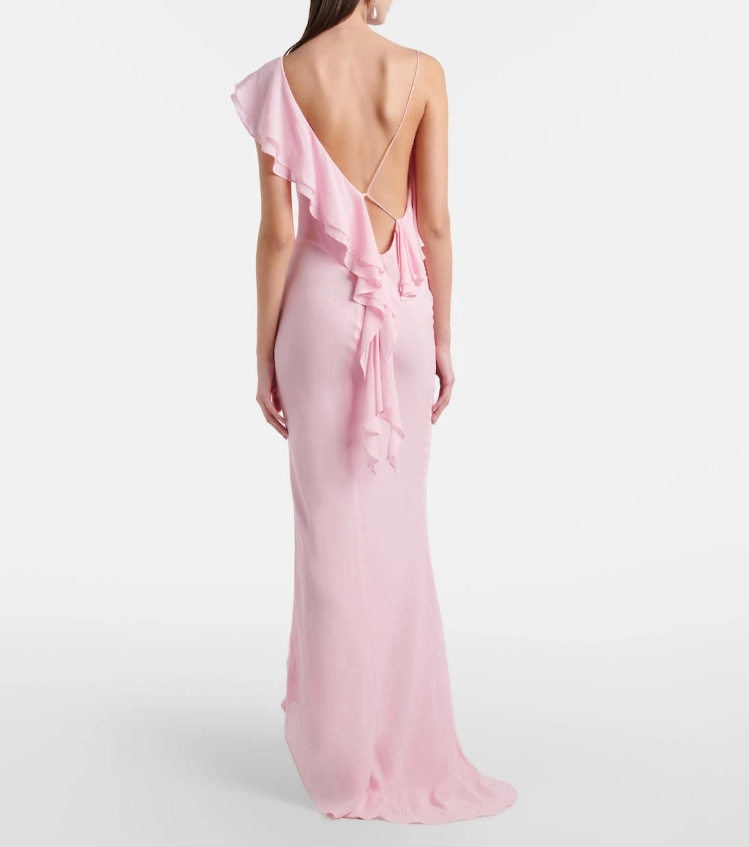 Self-Portrait - Ruffled asymmetric georgette gown