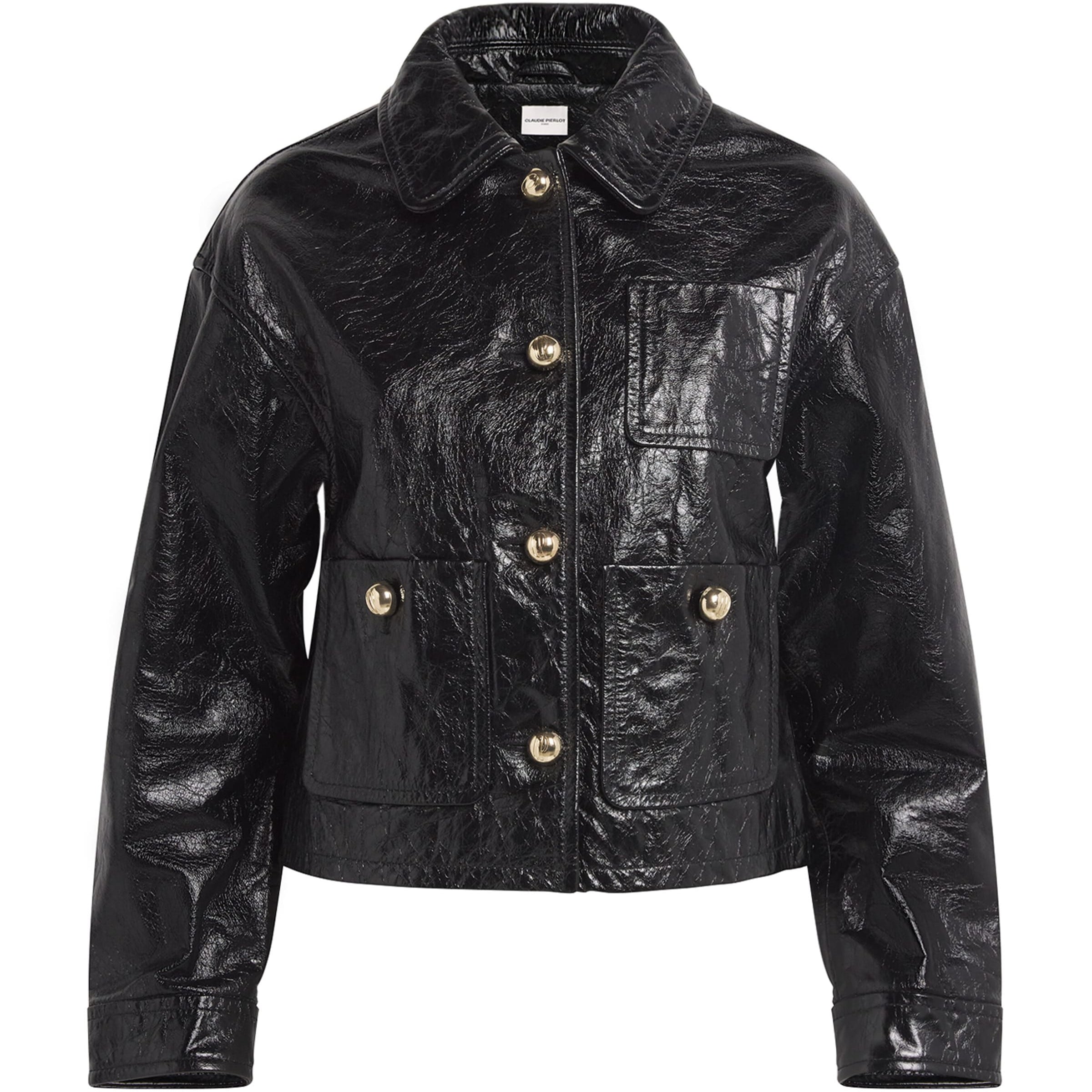 Claudie Pierlot Black Cropped Leather Jacket