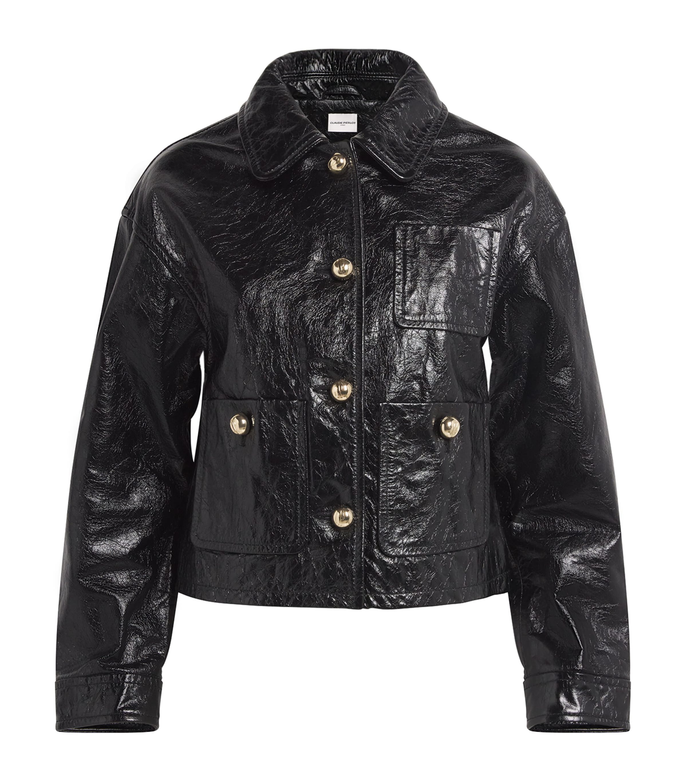 Claudie Pierlot Black Cropped Leather Jacket