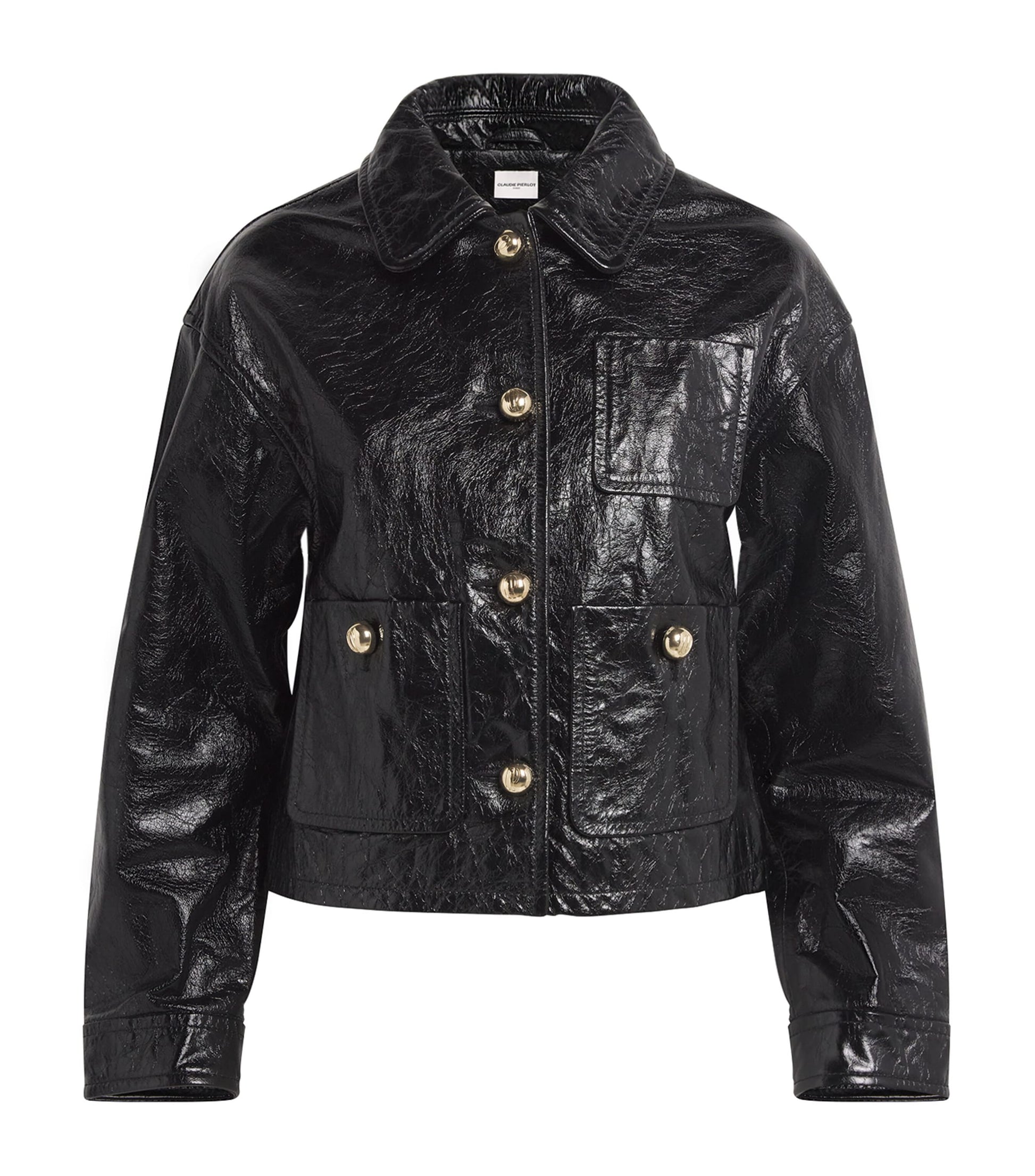 Claudie Pierlot Black Cropped Leather Jacket