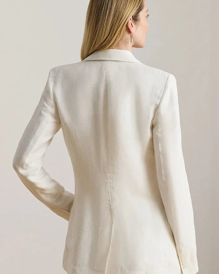 Lauren Ralph Lauren tek düğmeli kadın keten ceket
