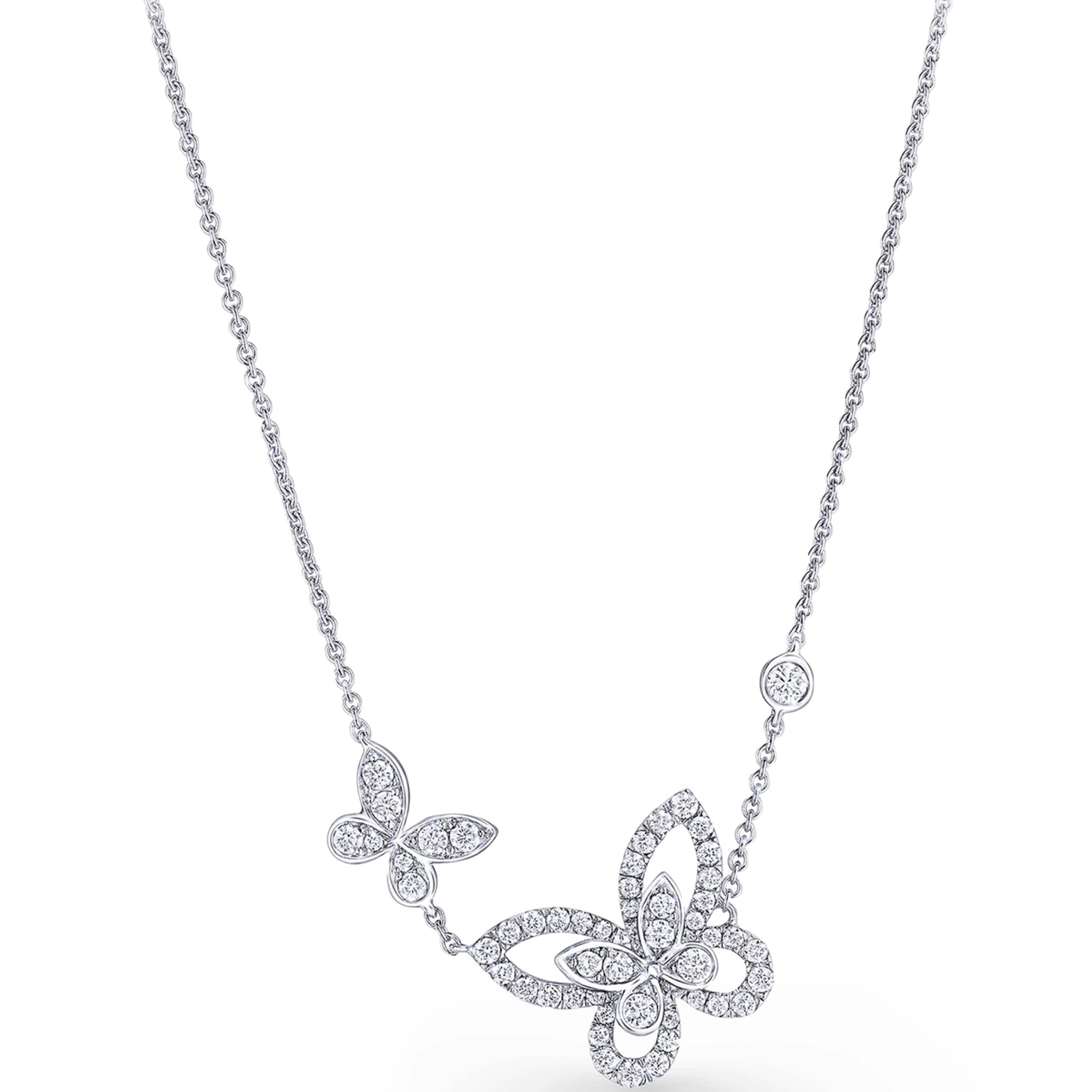 White Gold and Diamond Butterfly Necklace