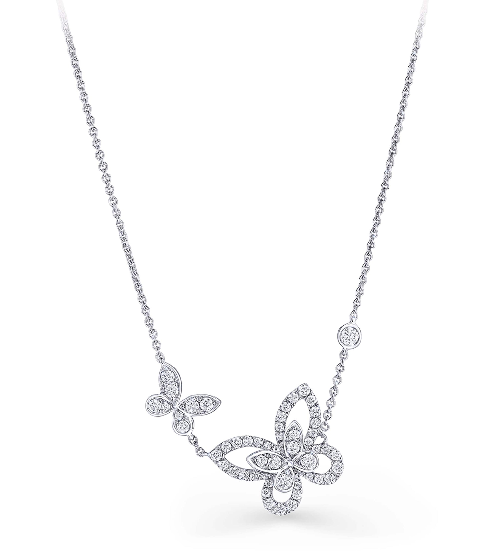 White Gold and Diamond Butterfly Necklace