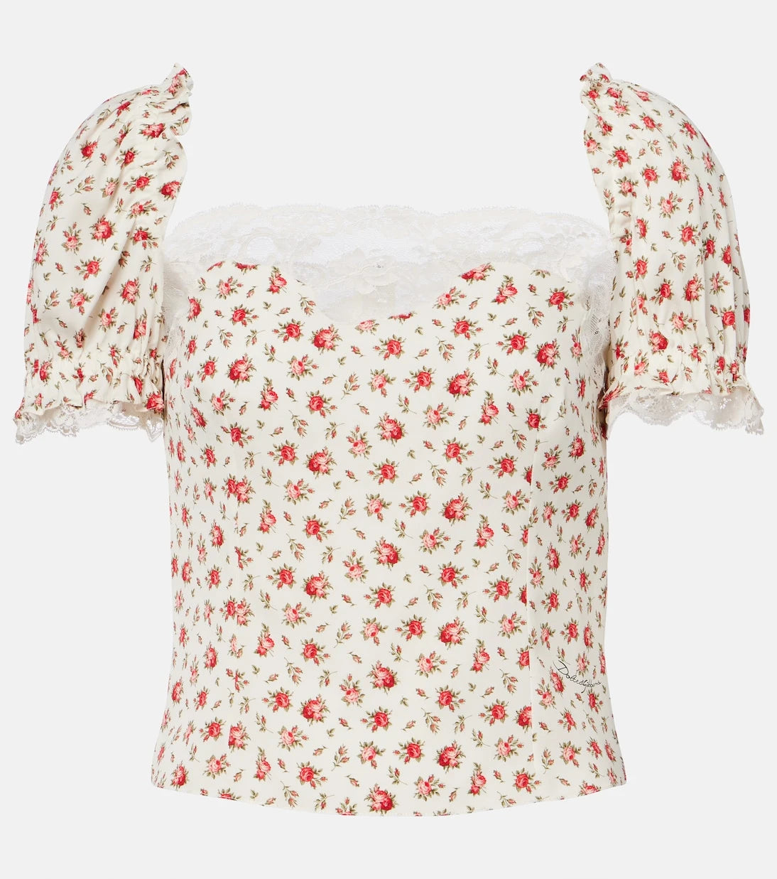 Dolce&Gabbana - Floral silk and cotton-blend charmeuse top