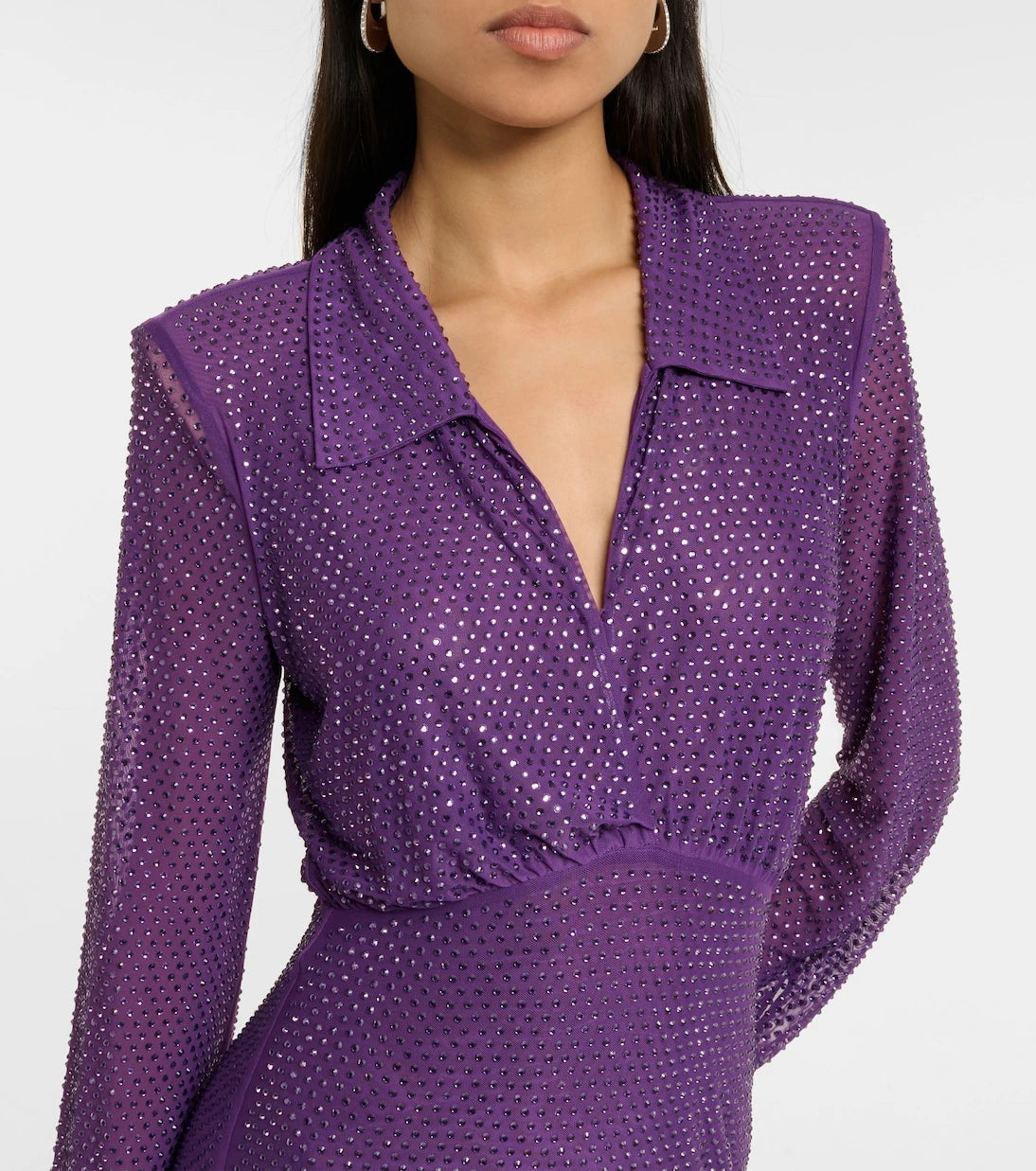 Self-Portrait - Embellished mesh maxi dress
