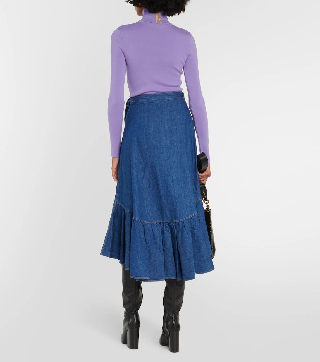 Polo Ralph Lauren - Ruffled cotton chambray wrap skirt