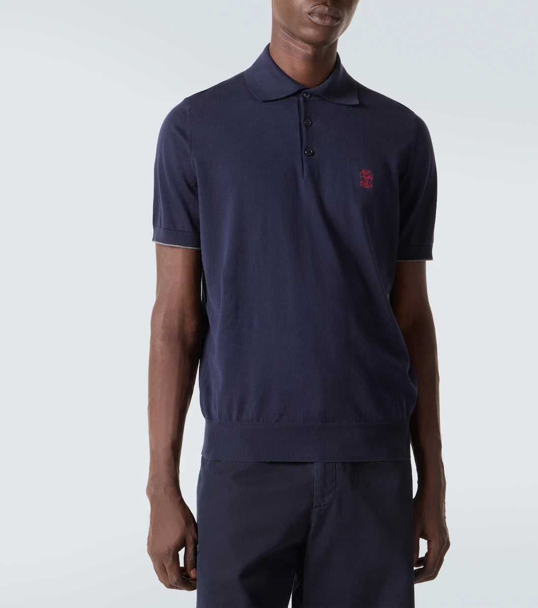 Brunello Cucinelli - Embroidered cotton piqué polo shirt