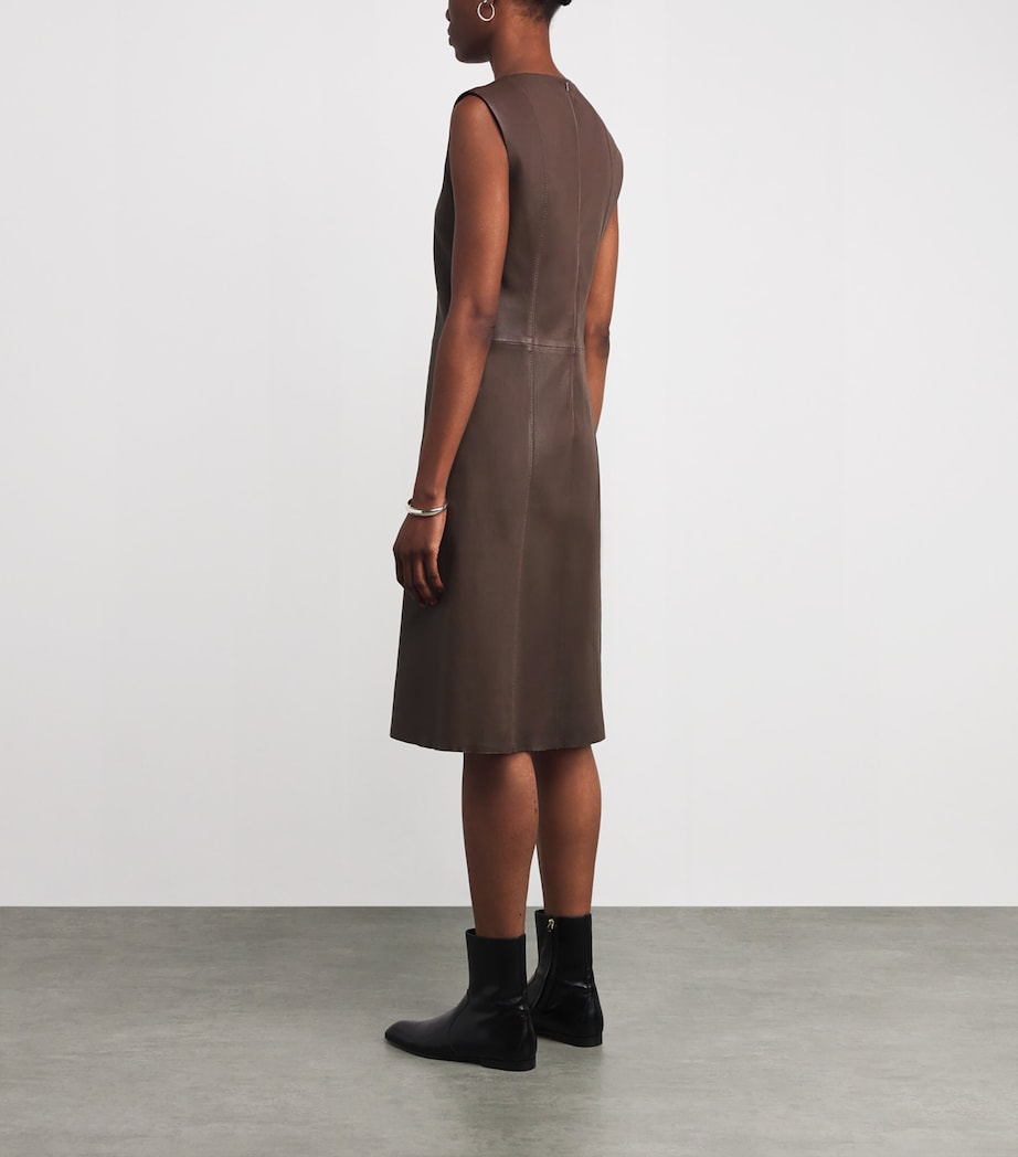 Joseph Brown Leather Heidi Midi Dress