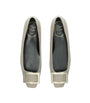 Roger Vivier Beige Leather Quadrata Trompette Flats