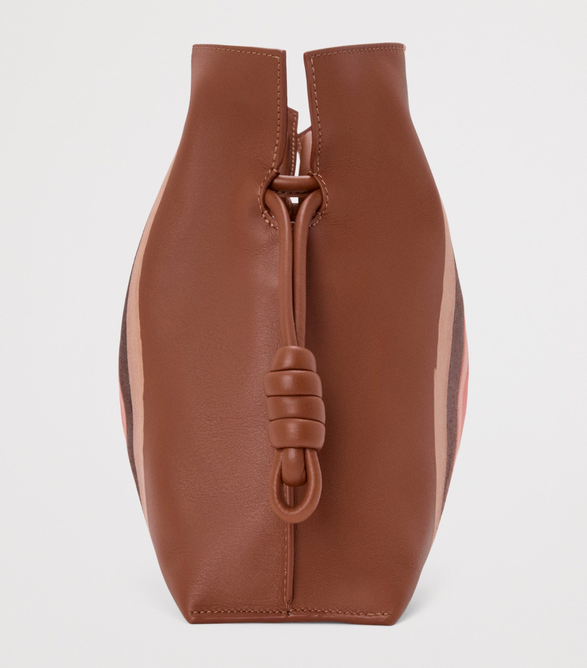 LOEWE Brown Leather Stripe Flamenco Clutch Bag