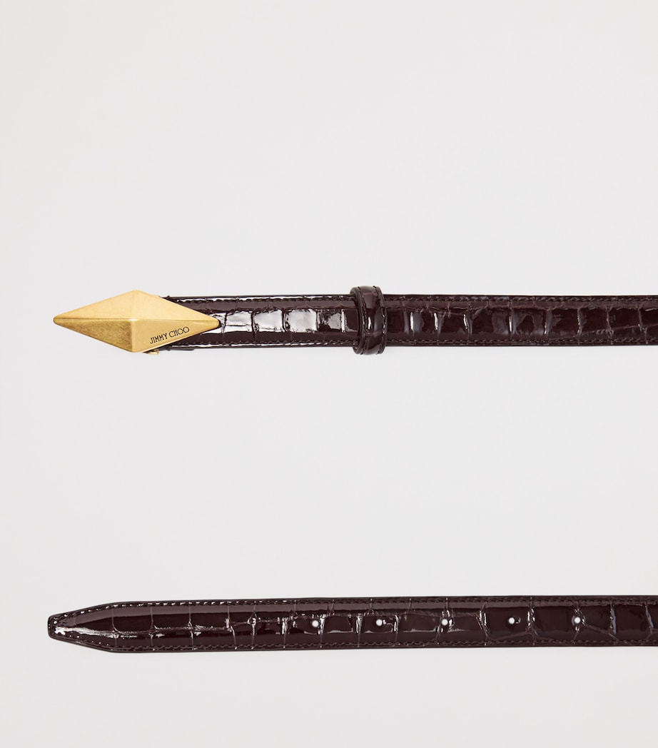 Brown Leather Diamond Clasp Belt