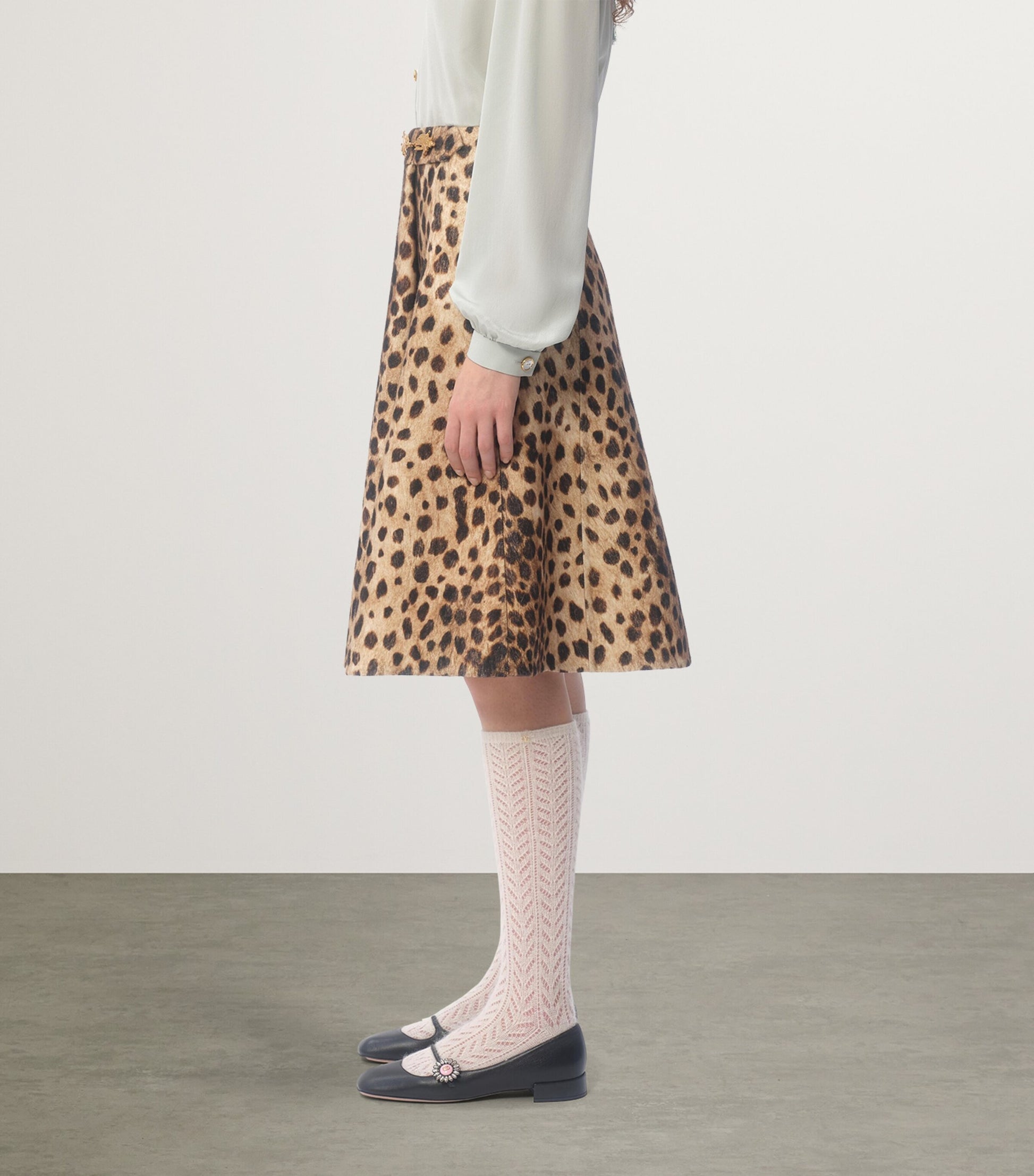 Valentino Beige Wool Printed Mini Skirt