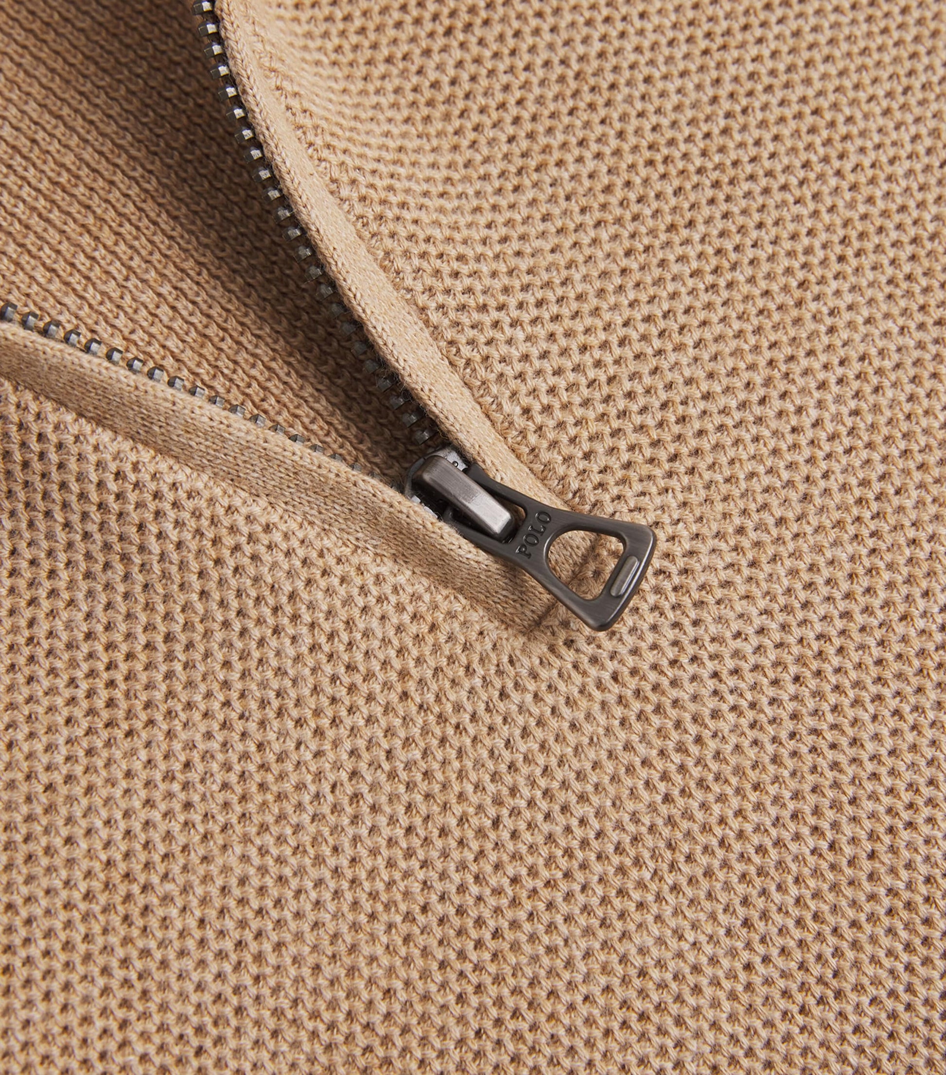 Polo Ralph Lauren Beige Cotton Quarter-Zip Sweater