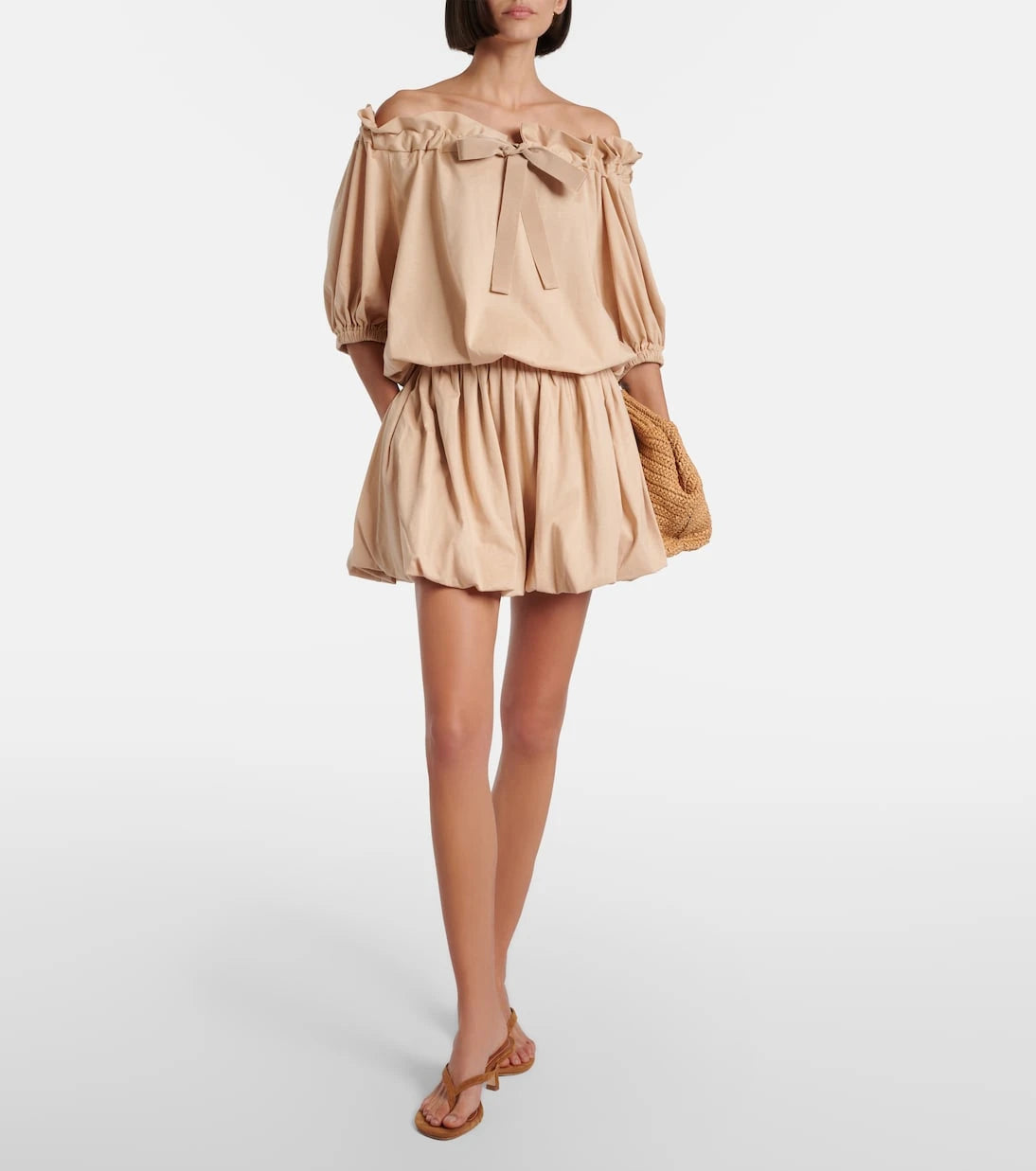 Patou - Tie-neck cotton faille minidress