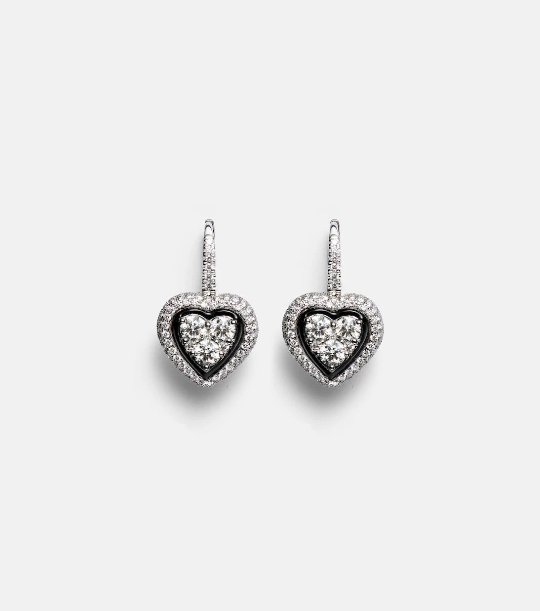 Kamyen - 18kt white gold earrings with diamonds