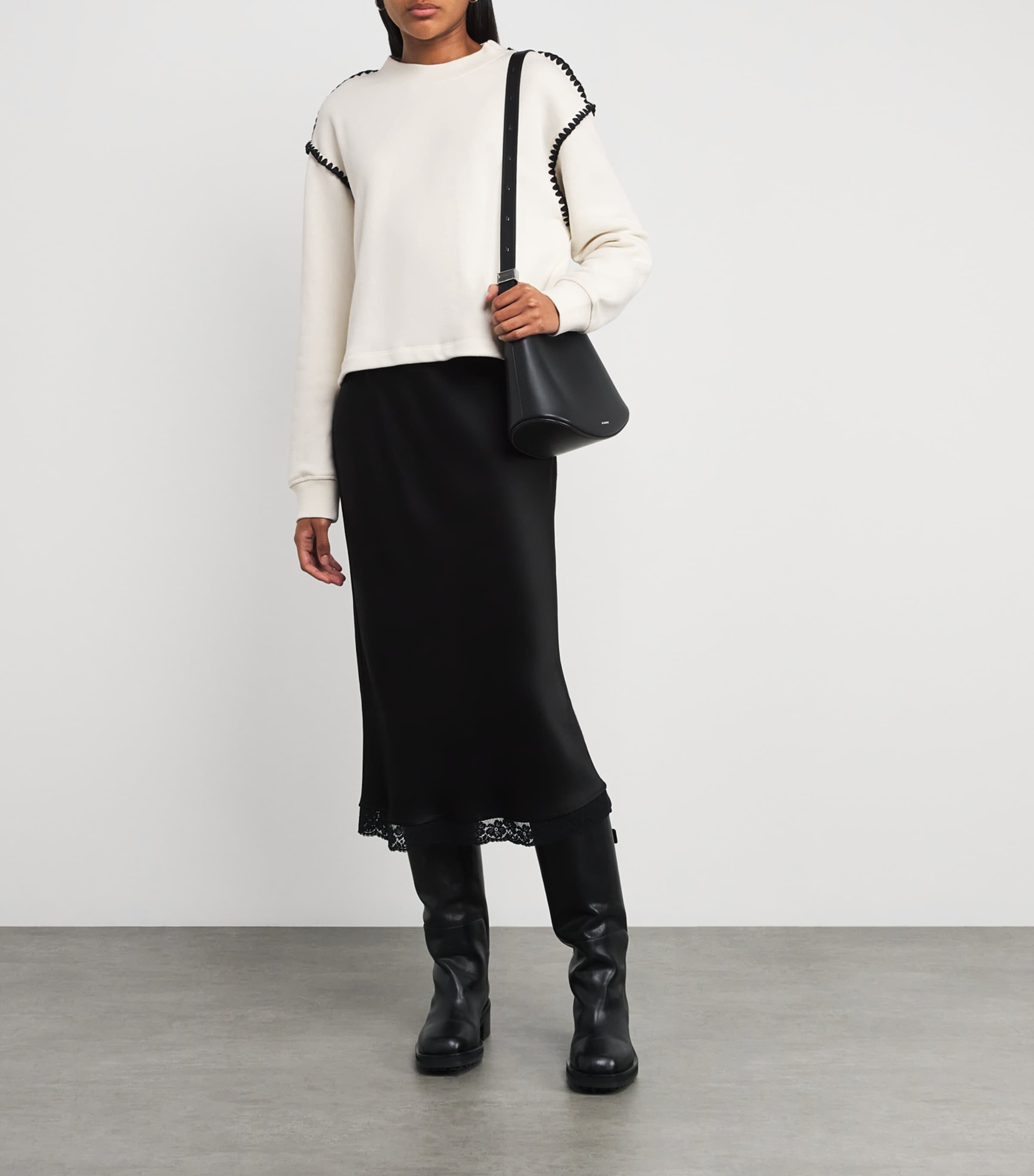 Ivory Vintage Terry Blanket-Stitch Sweatshirt