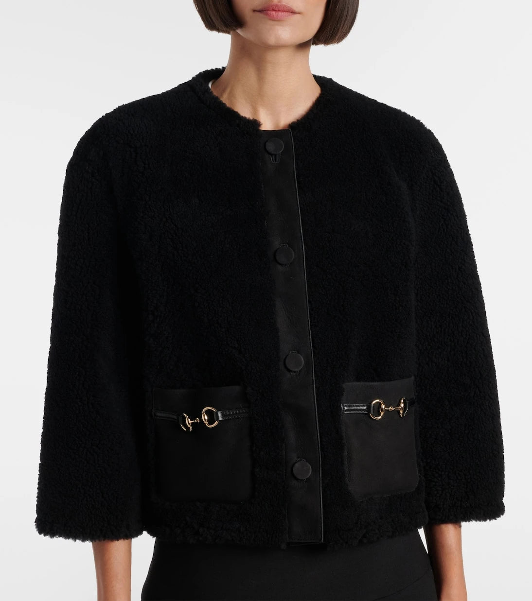 Gucci - Horsebit cropped shearling jacket