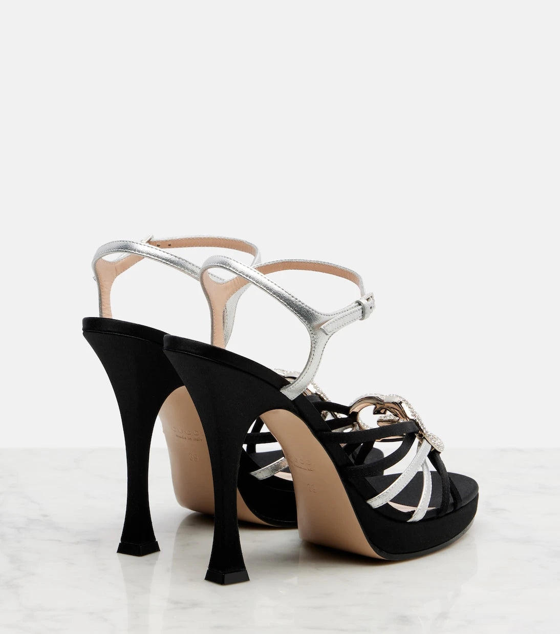 Gucci - Interlocking G satin and leather sandals
