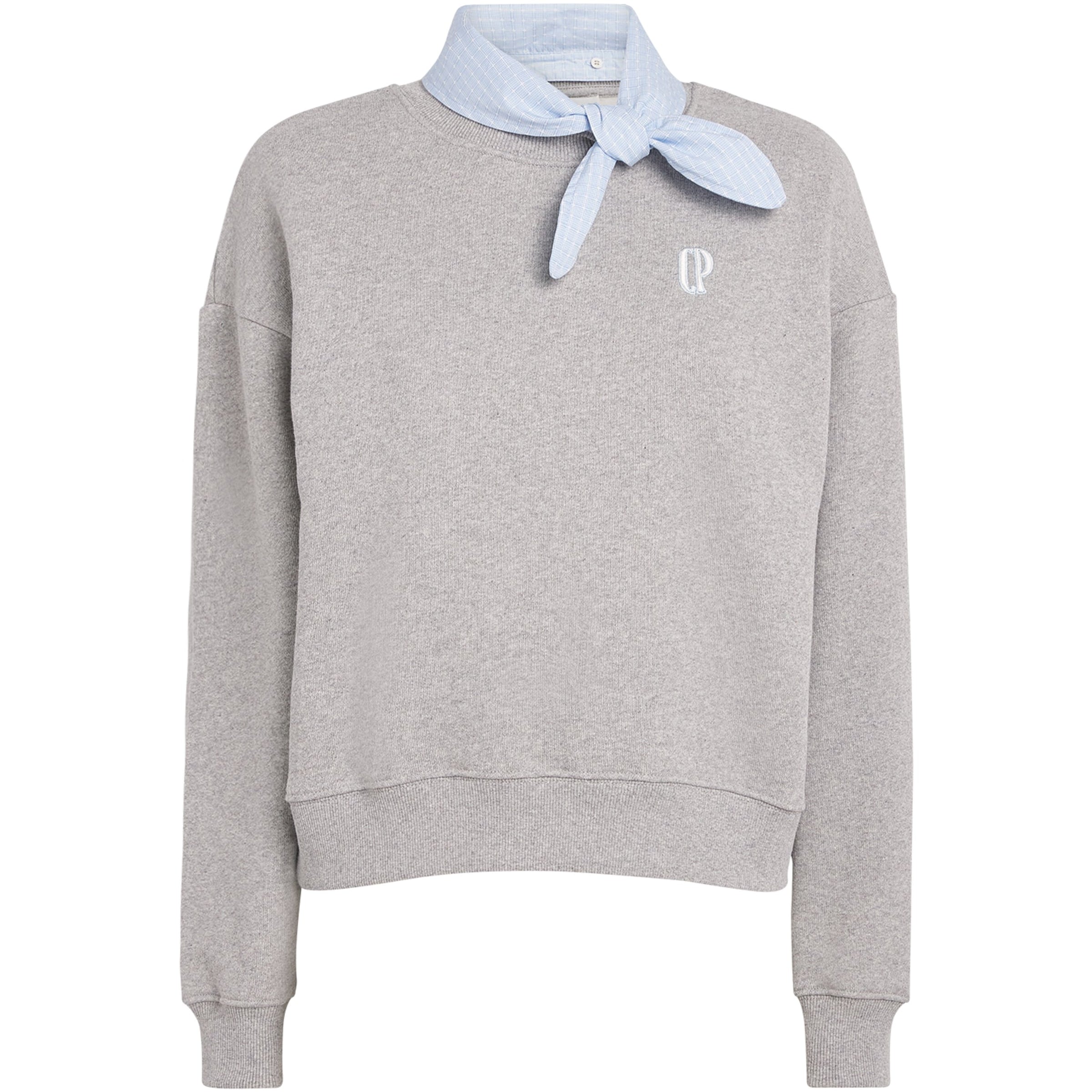 Claudie Pierlot Grey Scarf-Collar Logo Sweatshirt