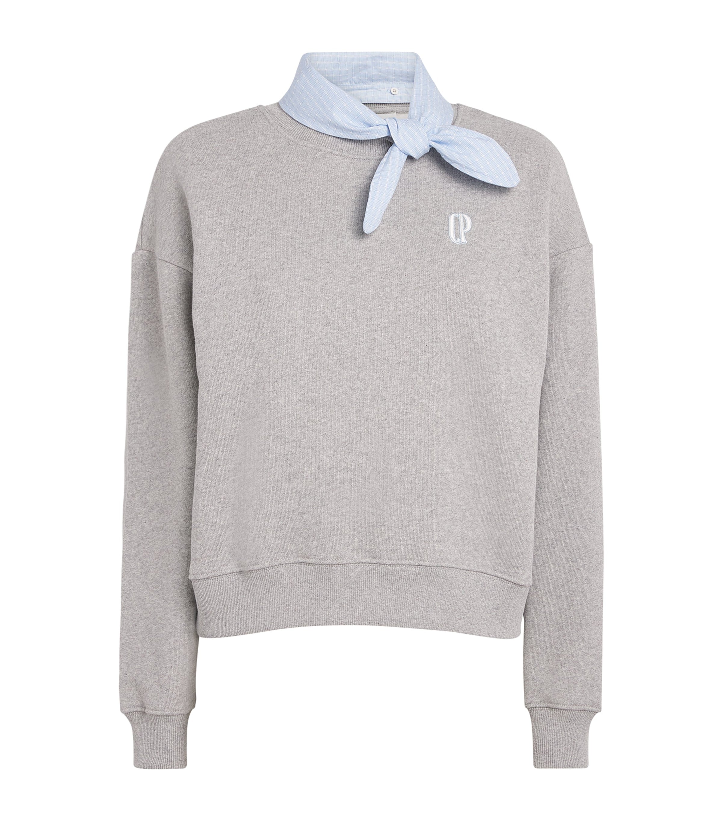 Claudie Pierlot Grey Scarf-Collar Logo Sweatshirt