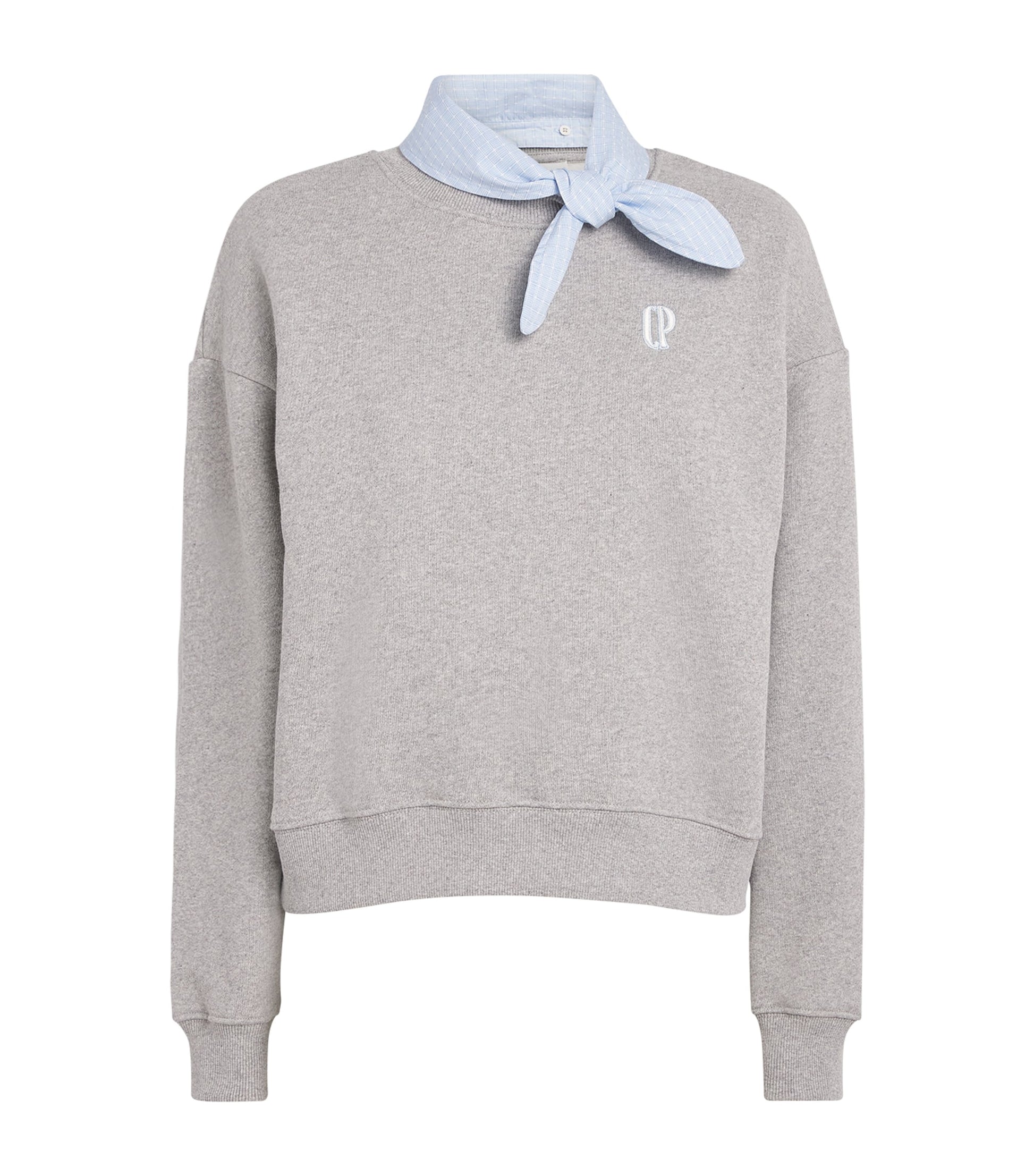 Claudie Pierlot Grey Scarf-Collar Logo Sweatshirt