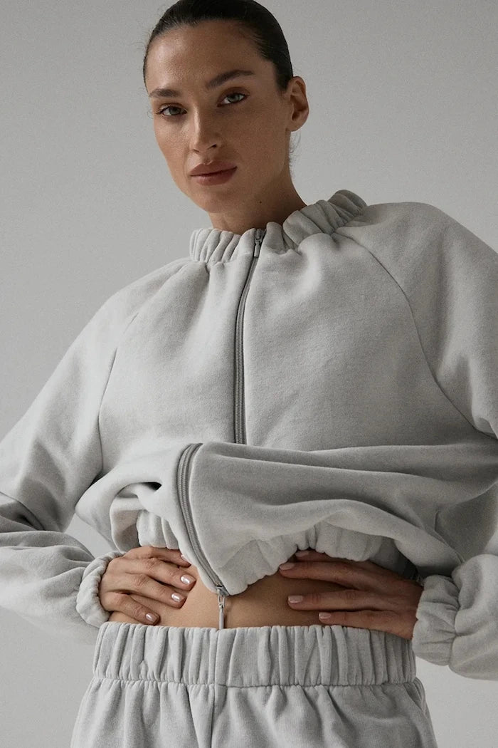 Muuv суичър с цип дамски с памук SMOOTH COTTON