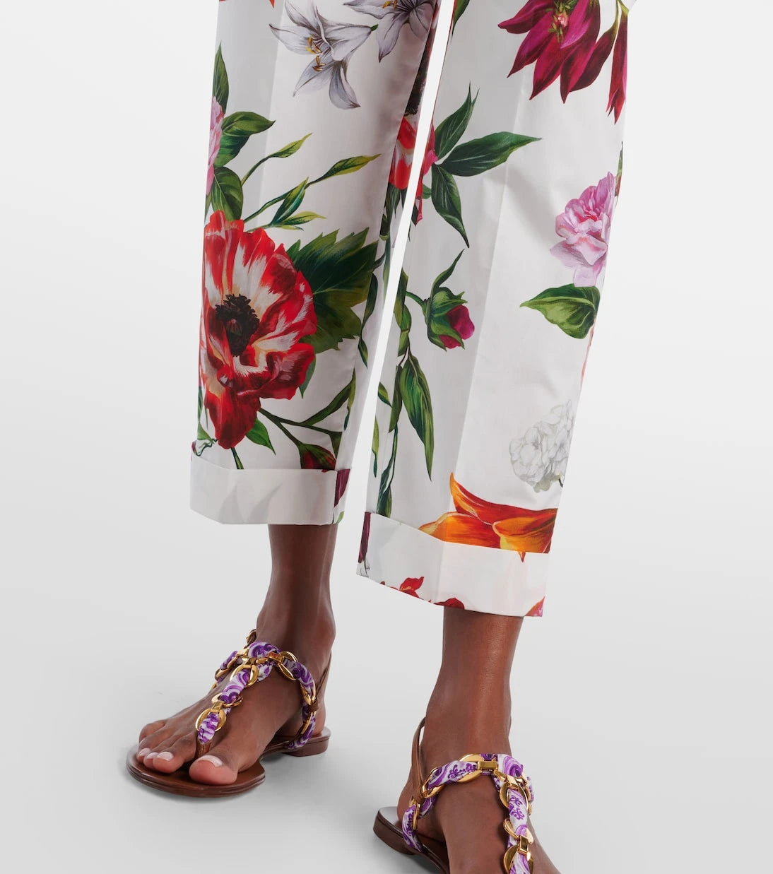 Dolce&Gabbana - Floral high-rise cotton straight pants