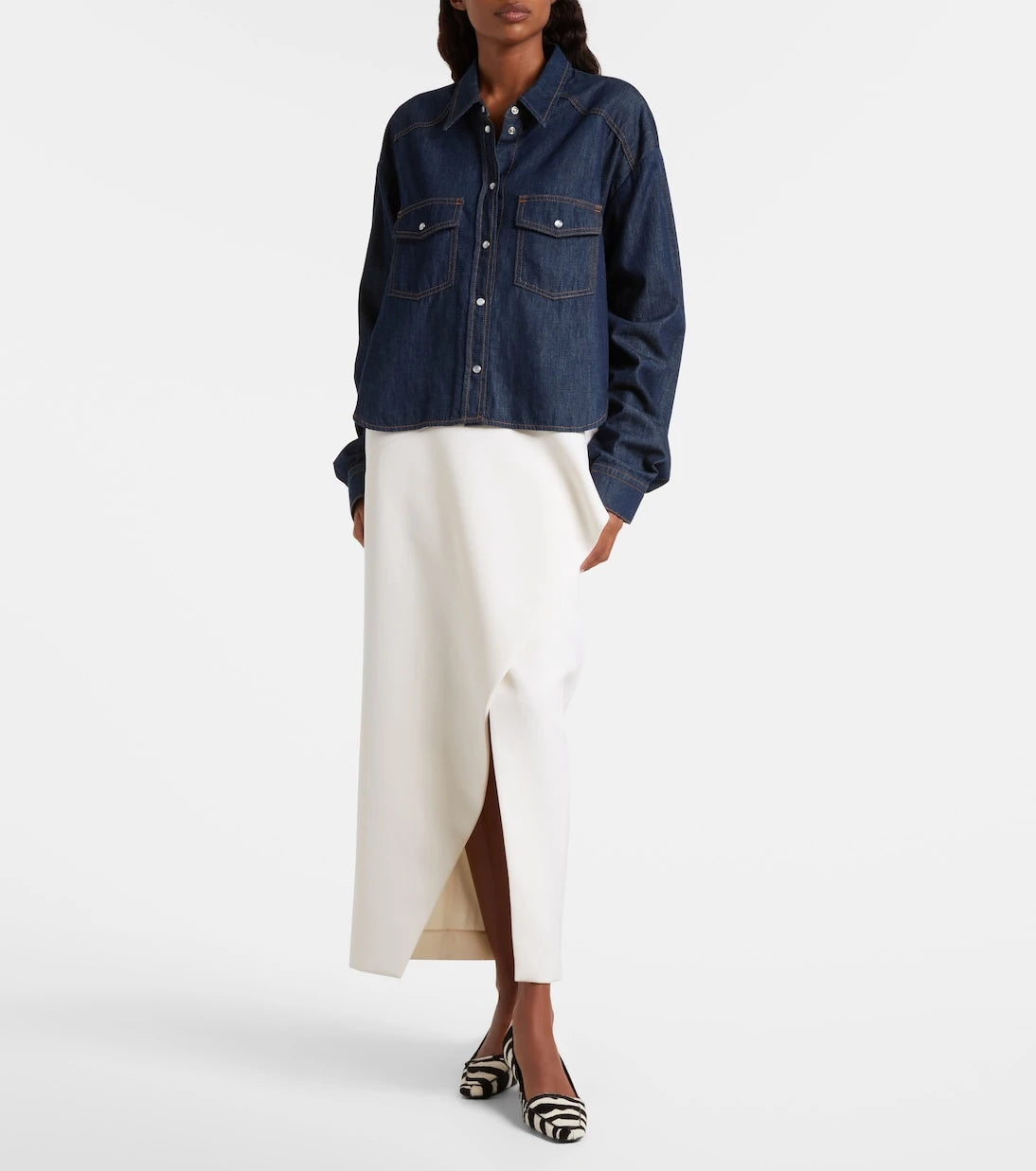 Khaite - Grenon asymmetric denim shirt
