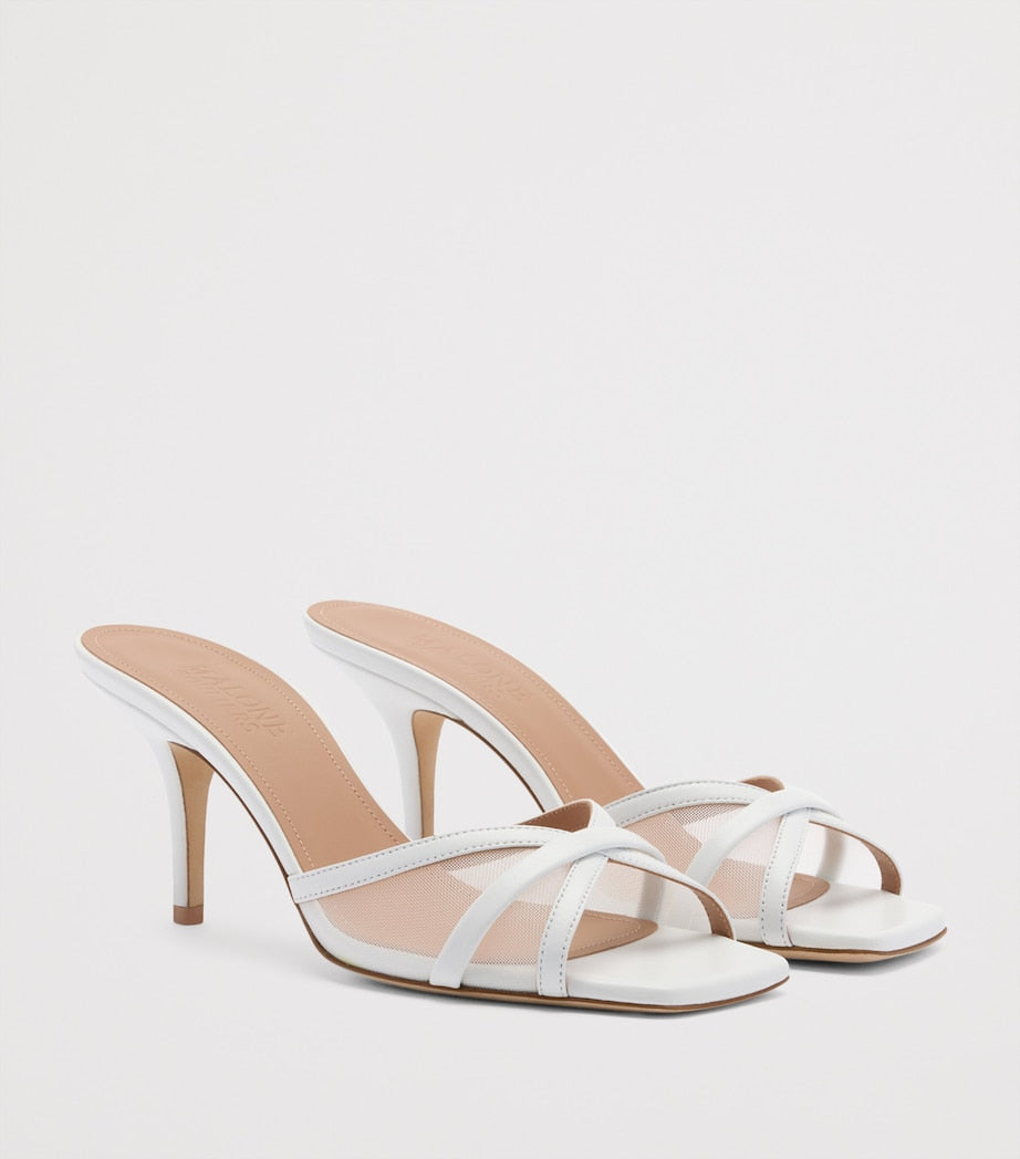 Malone Souliers White Mesh Perla Heeled Sandals 70