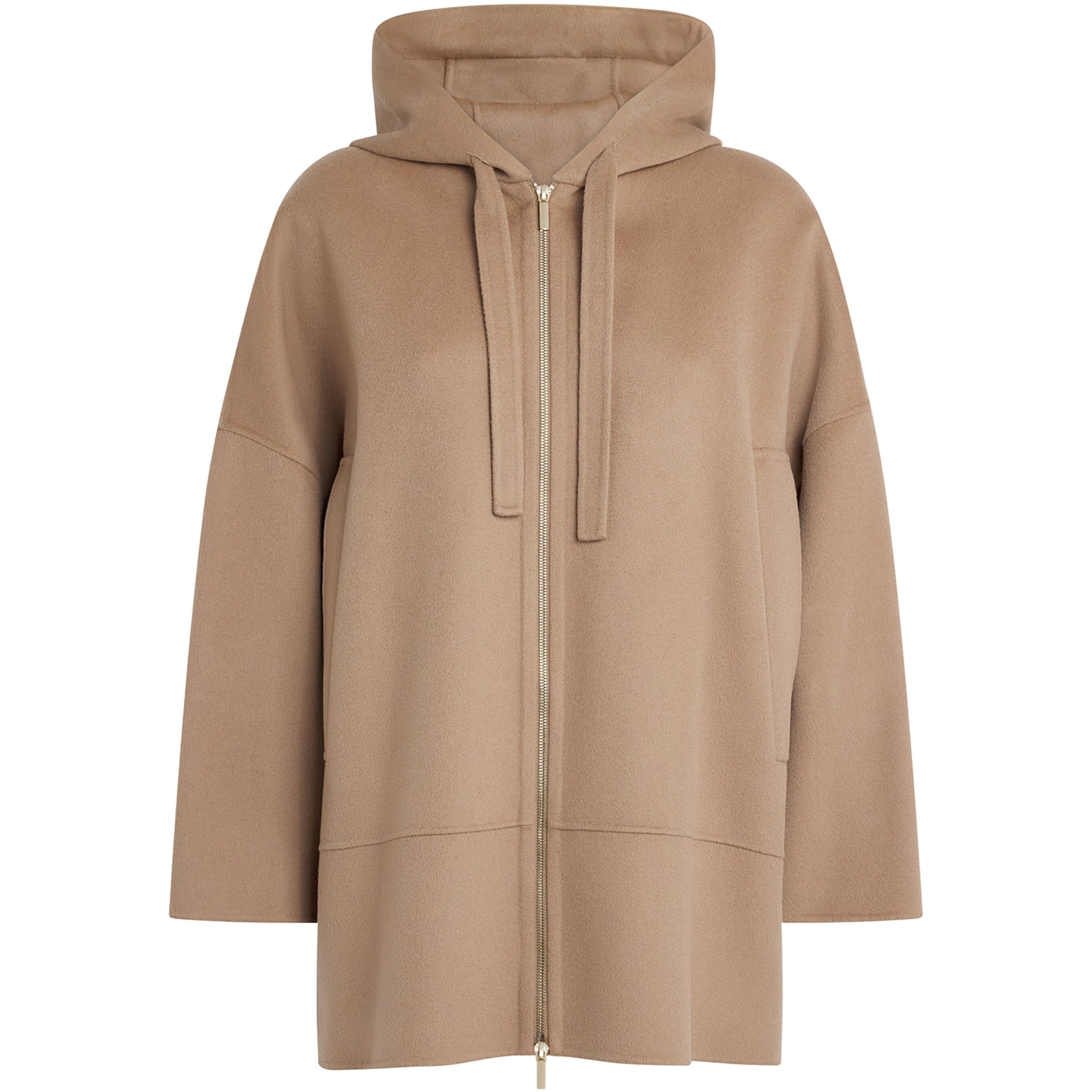 Max Mara Beige Virgin Wool Zip-Up Hoodie