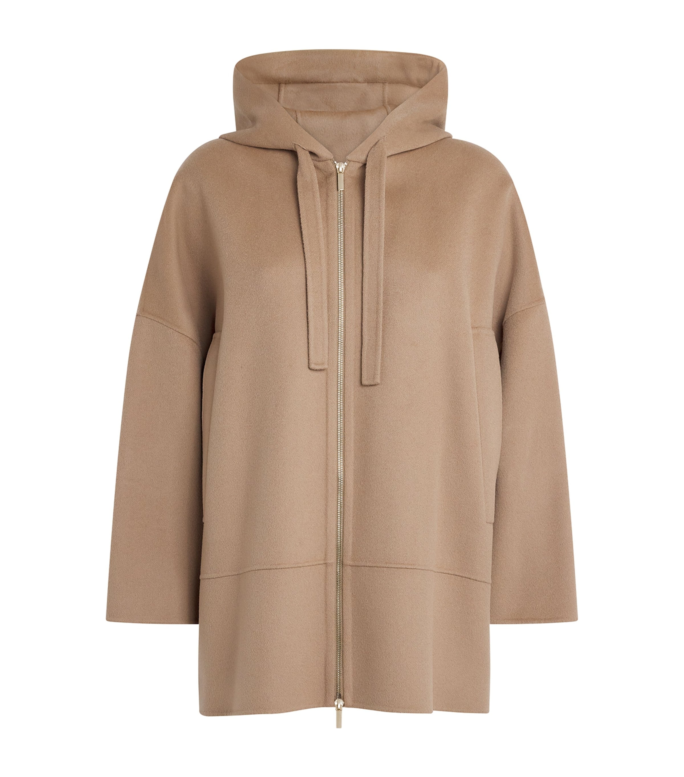 Max Mara Beige Virgin Wool Zip-Up Hoodie