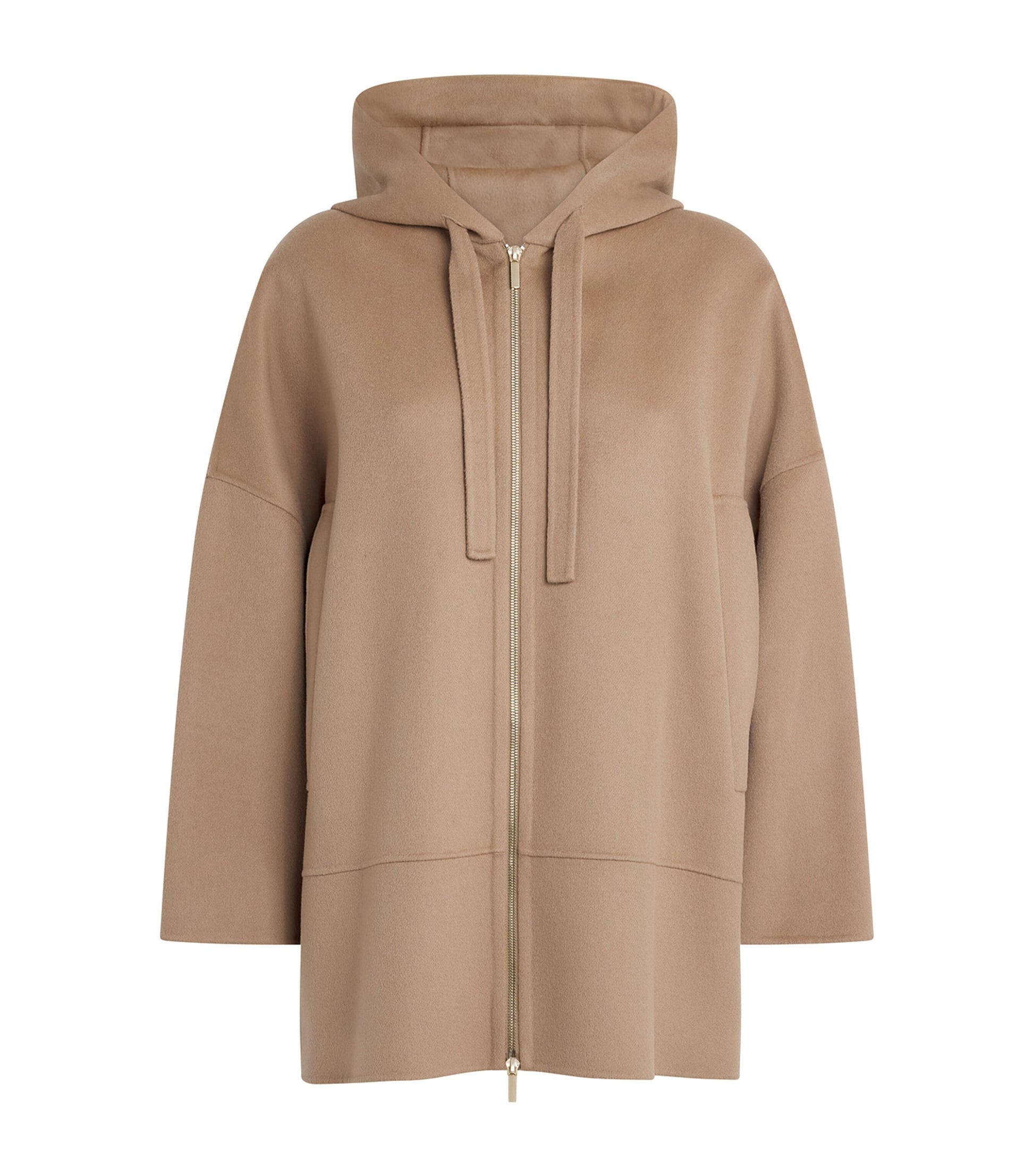 Max Mara Beige Virgin Wool Zip-Up Hoodie