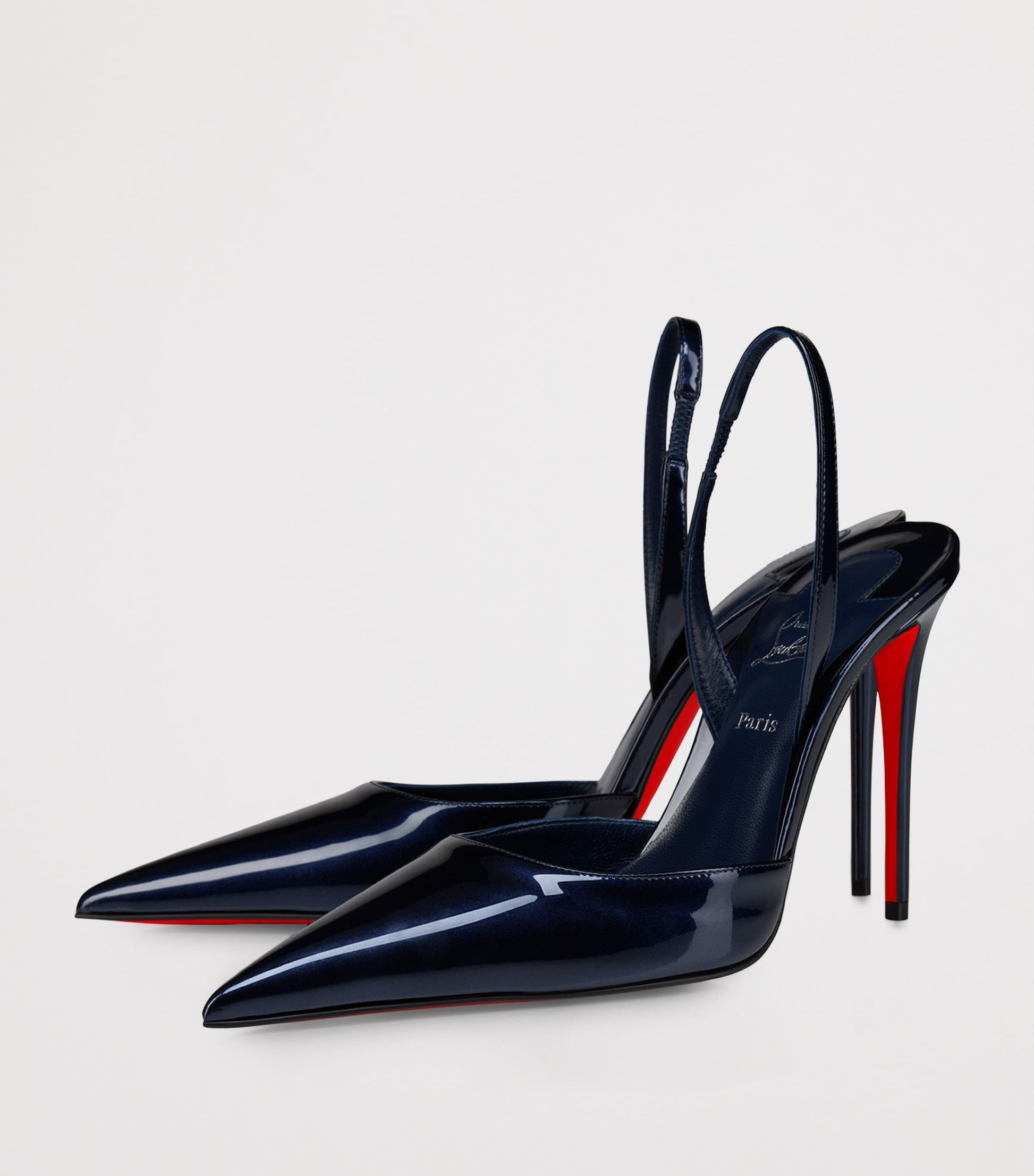 Navy Kate Max Sling Patent Leather Pumps 100