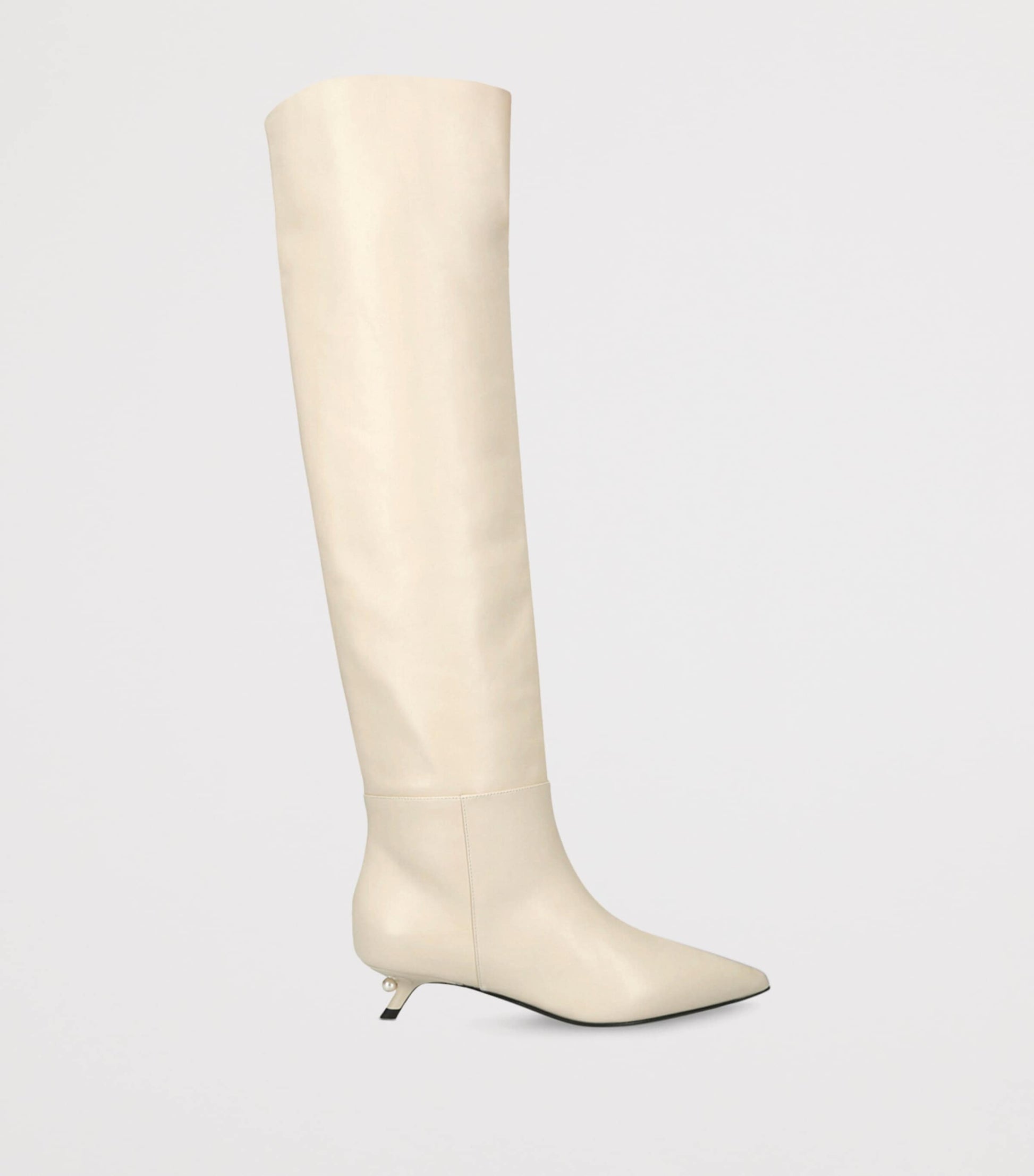 Alevi Beige Leather Derby Knee-High Boots 35