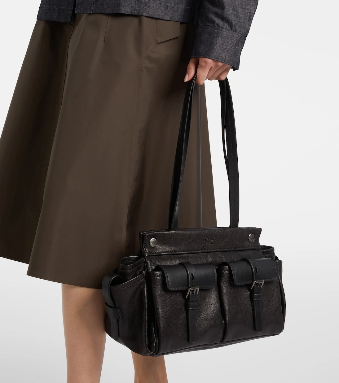 Prada - Prada Route leather tote bag