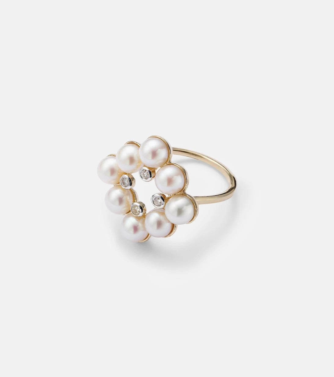 Mateo - Cluster 14kt gold ring with pearls and diamonds