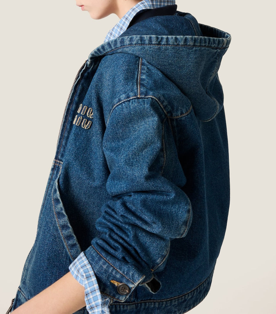 Blue Denim Zip-Up Hoodie