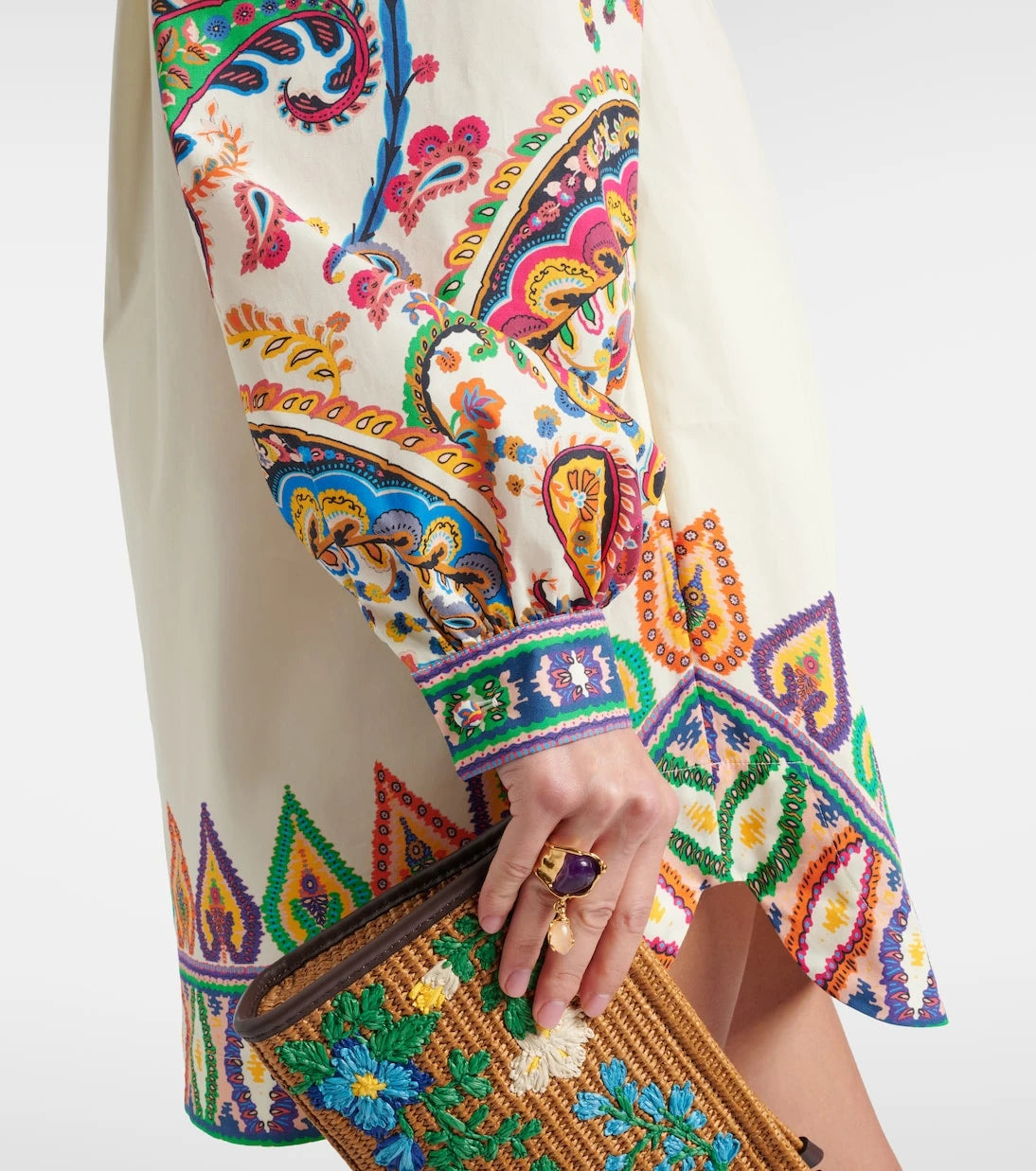 Etro - فستان قصير من القطن المطبوع
