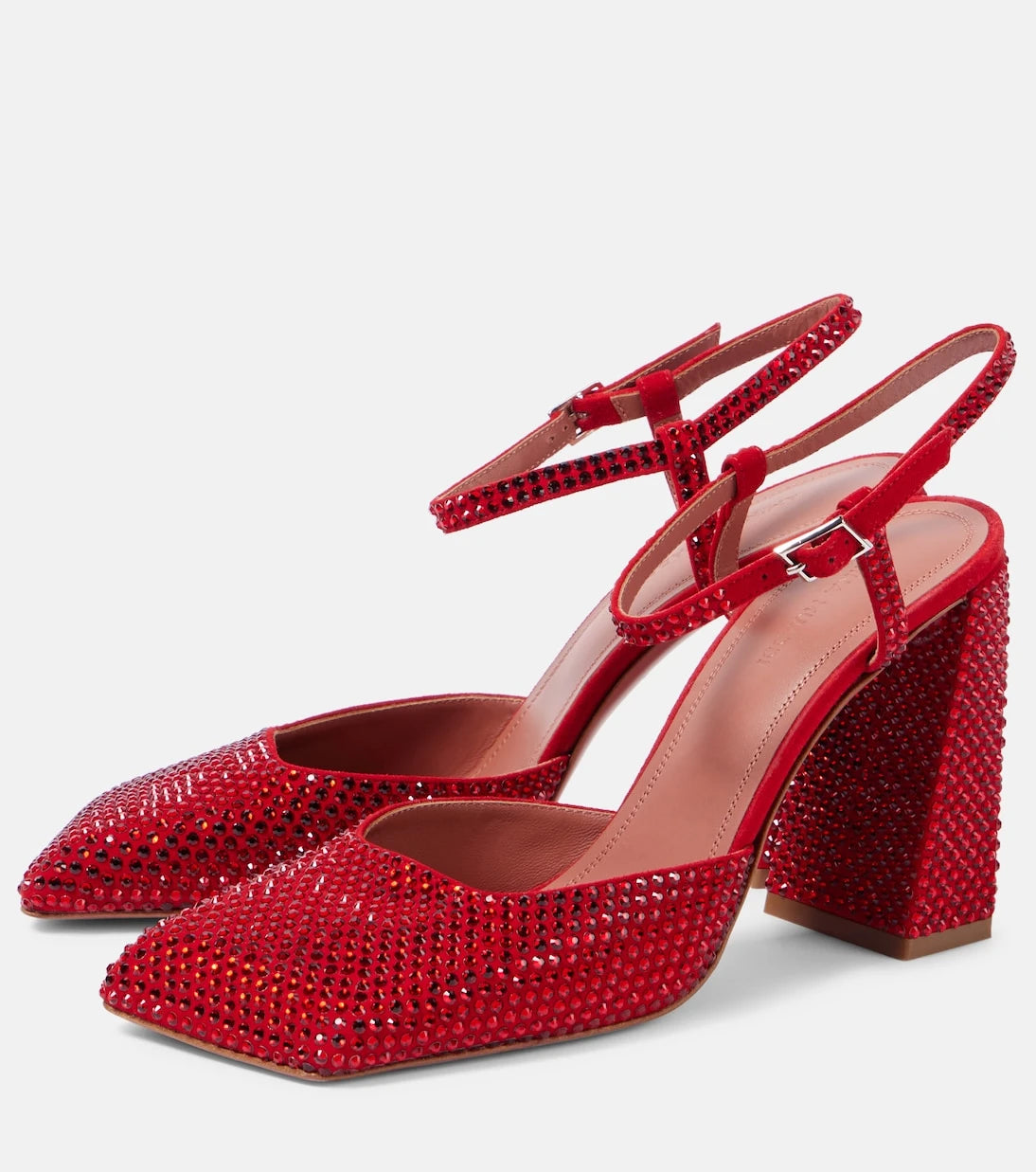 Amina Muaddi - Charlotte Crystal 95 suede pumps