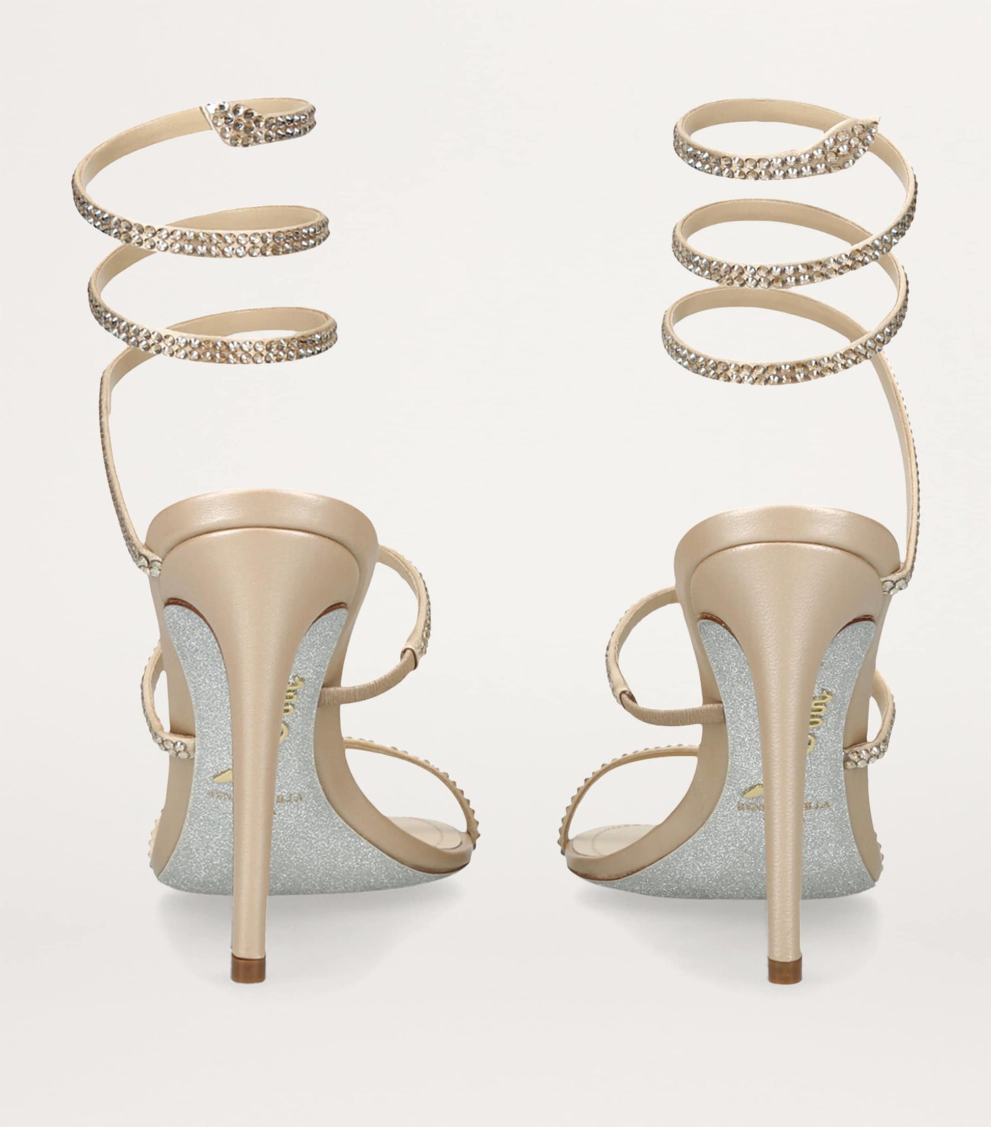 René Caovilla Gold Embellished Cleo II Heeled Sandals 105