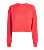 Adanola Red Cropped Raw-Hem Sweatshirt
