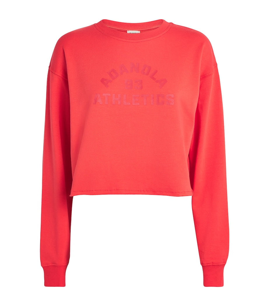 Adanola Red Cropped Raw-Hem Sweatshirt