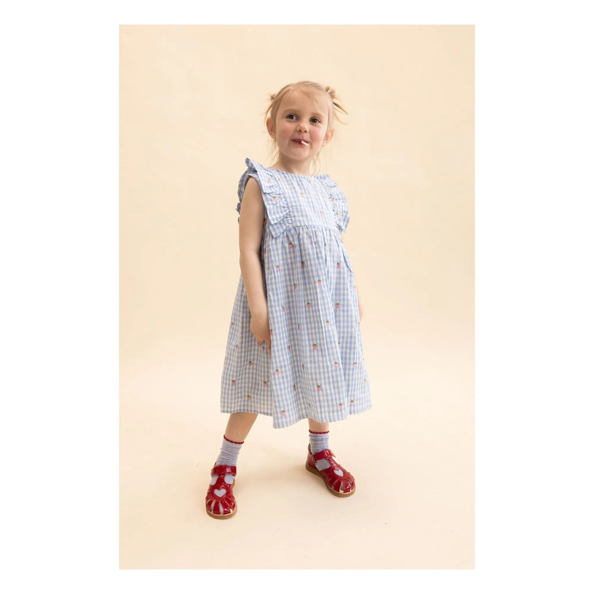Flöss - Millie Gingham Dress | Pale blue