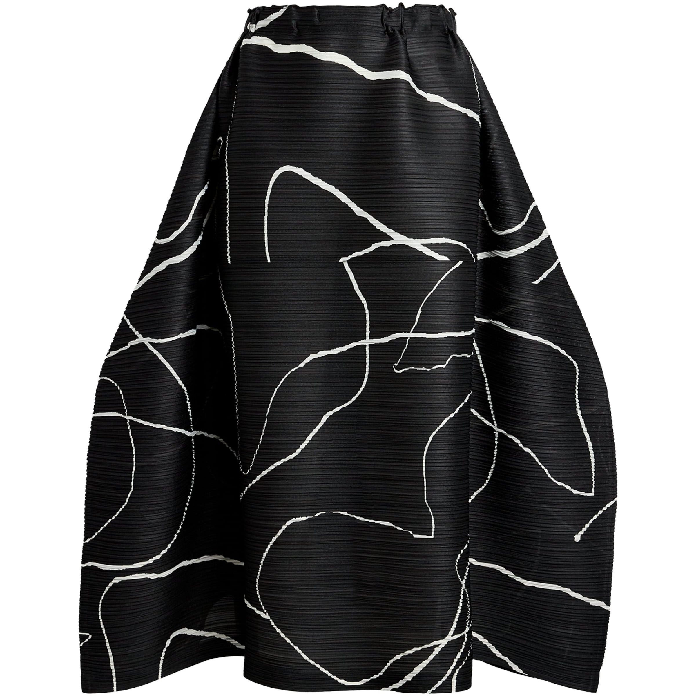 Printed Pause Midi Skirt BLACK