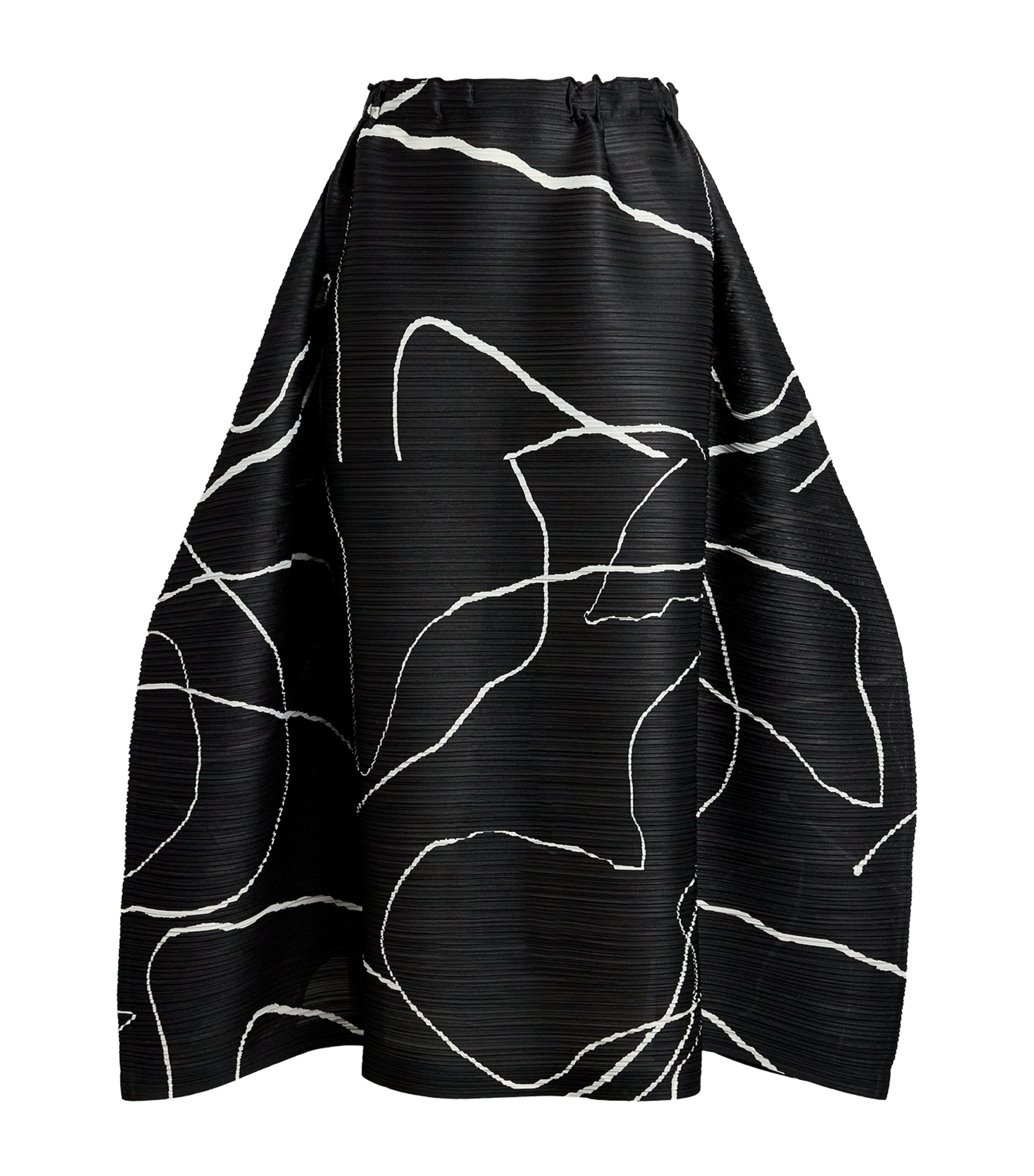 Printed Pause Midi Skirt BLACK