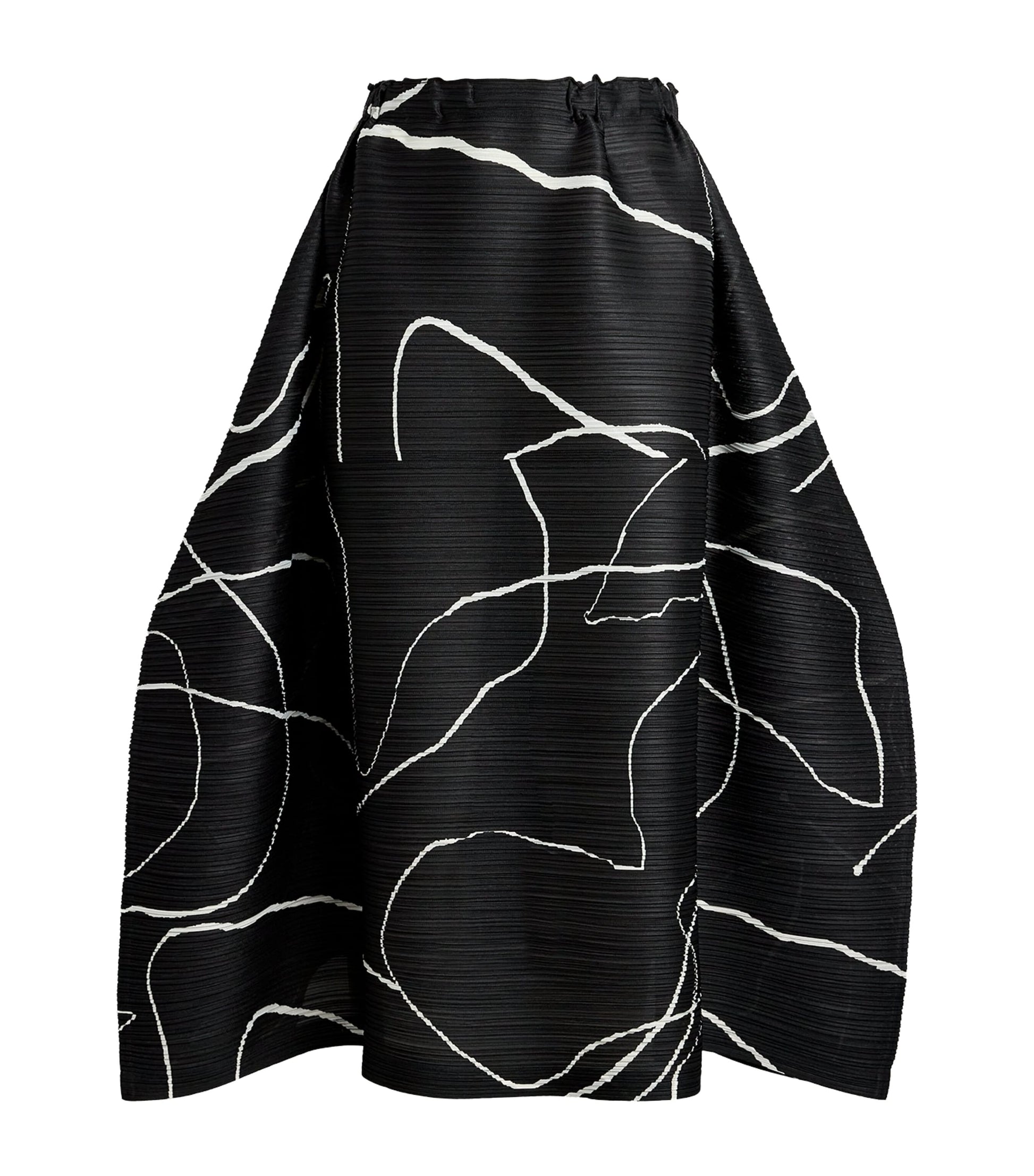 Printed Pause Midi Skirt BLACK